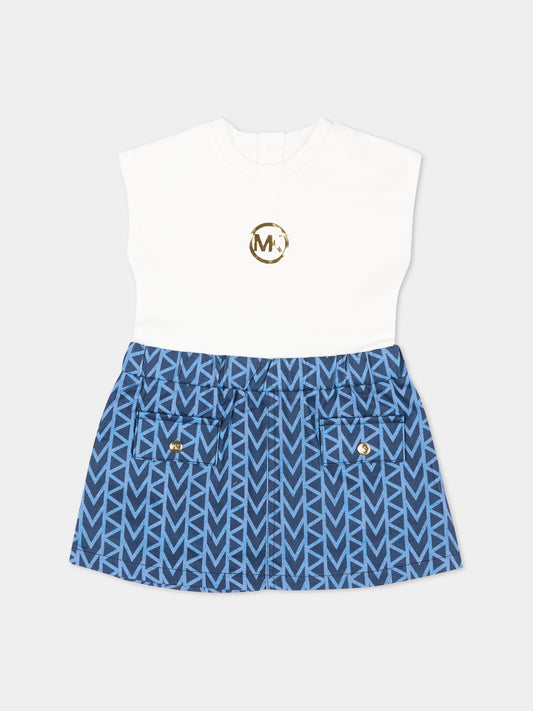 Vestito denim per neonata con logo,Michael Kors,R30550 Z10