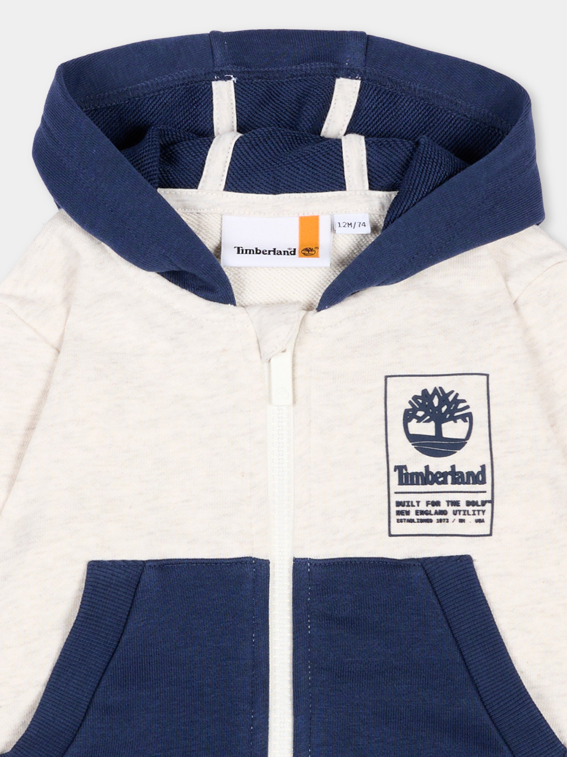 Felpa grigia per neonato con logo,Timberland,T60865 C23