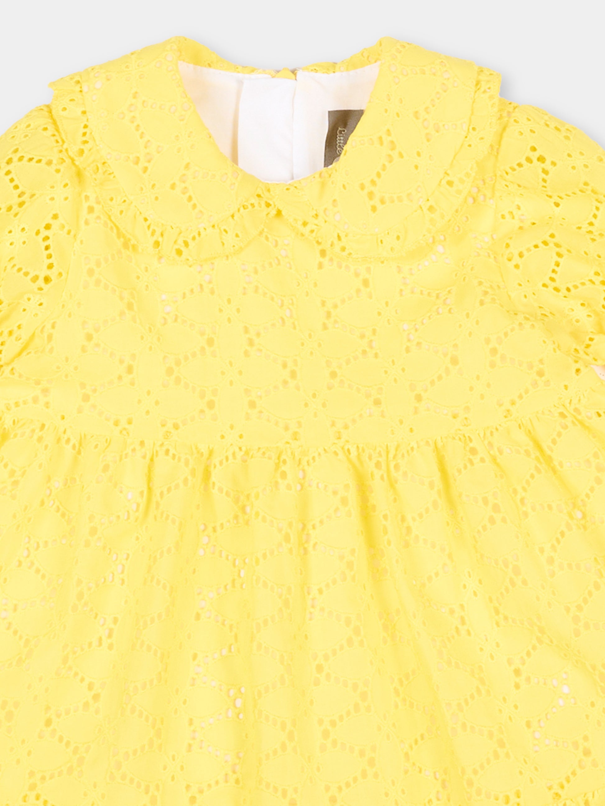 Abito giallo sangallo per neonata,Little Bear,3237 GIALLO