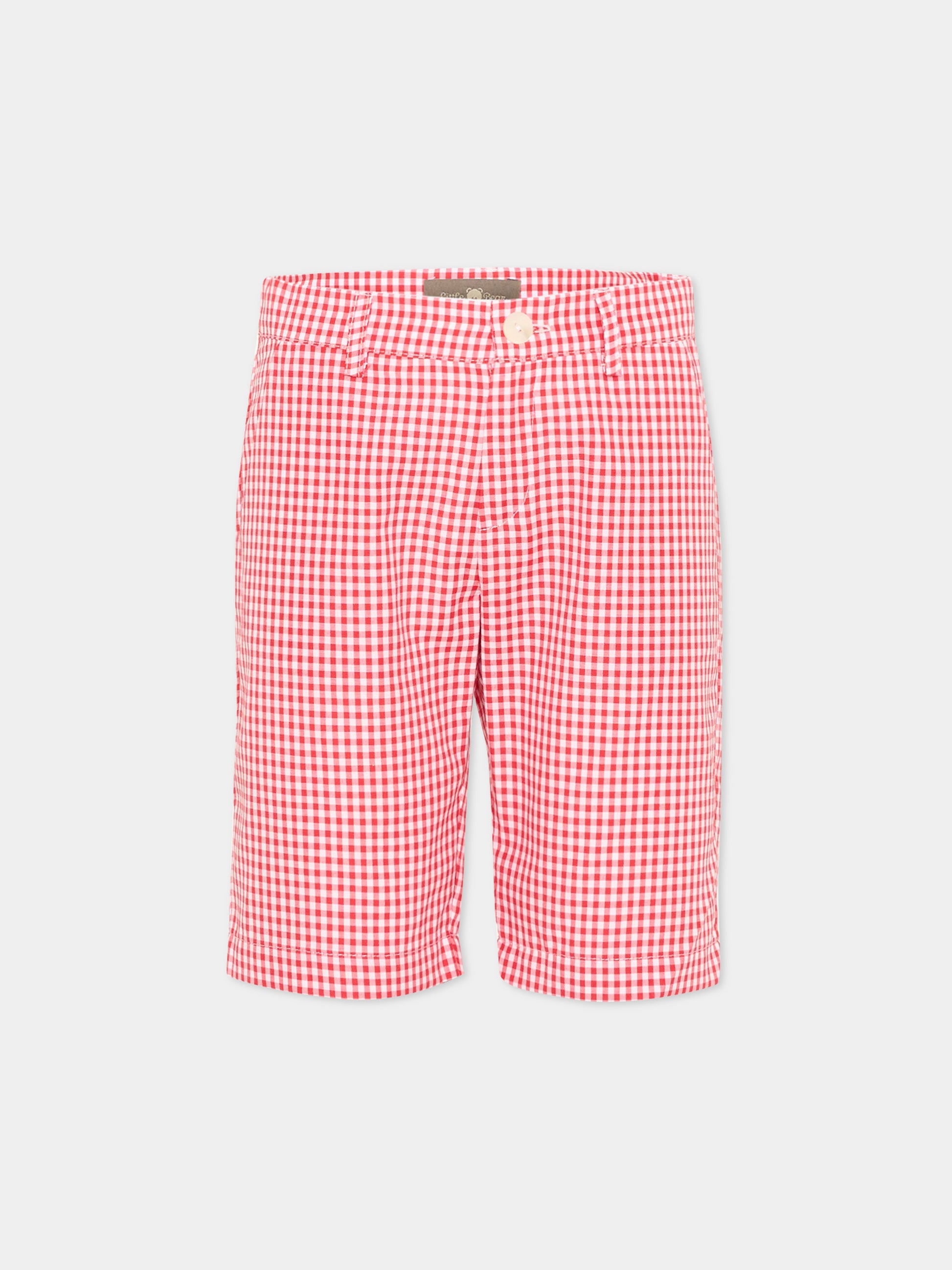 Pantaloni rossi vichy per bambini,Little Bear,3221 BCO/ROSSO