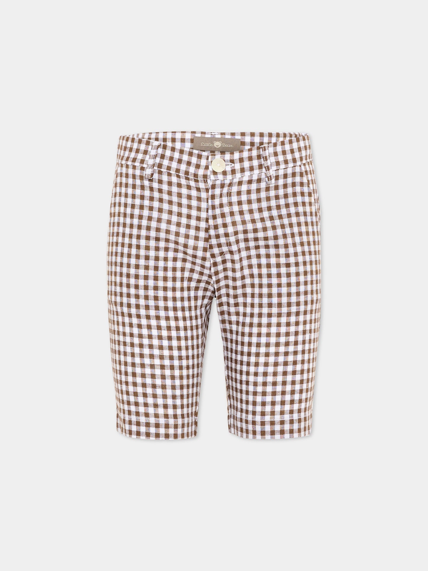 Pantaloni marroni vichy per bambini,Little Bear,3218 BCO/CACAO
