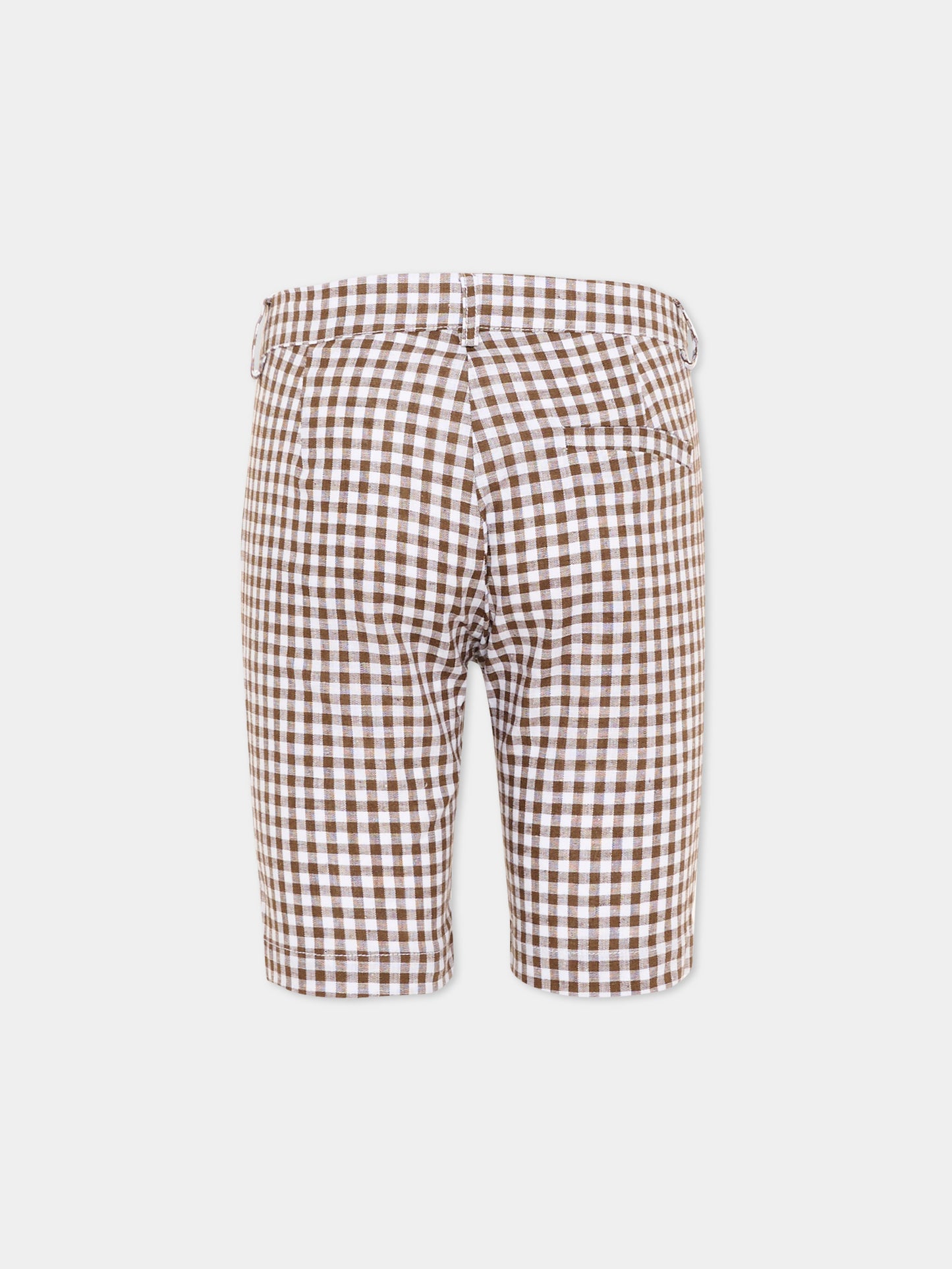 Pantaloni marroni vichy per bambini,Little Bear,3218 BCO/CACAO