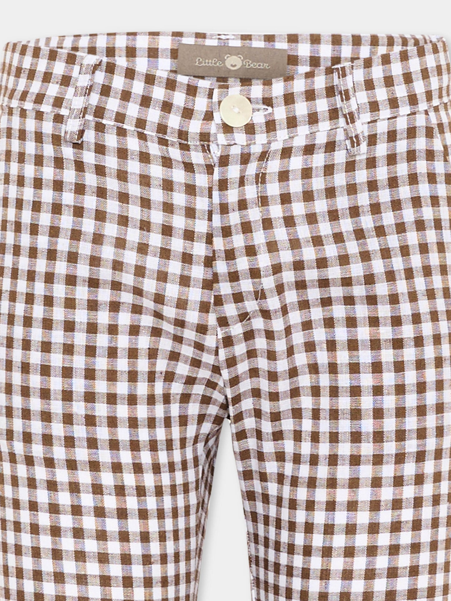 Pantaloni marroni vichy per bambini,Little Bear,3218 BCO/CACAO