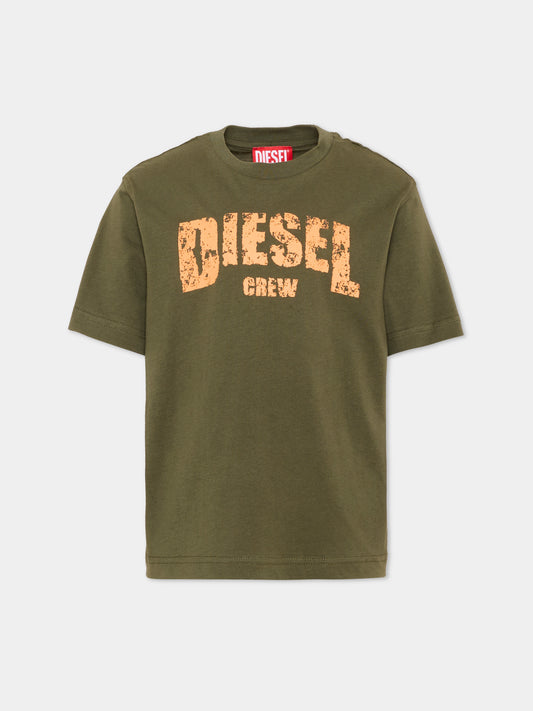 T-Shirt verde per bambini,Diesel,J02868 KYA1M K511