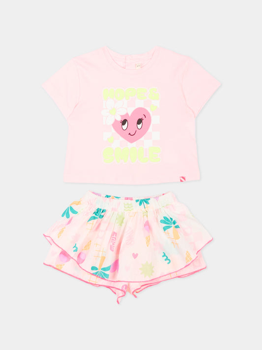 Completo sportivo rosa per neonata con stampa,Billieblush,U21780 148