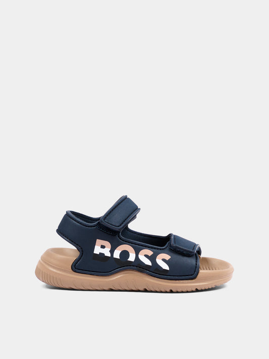 Sandali blu per bambino con logo,Boss,J52821 849