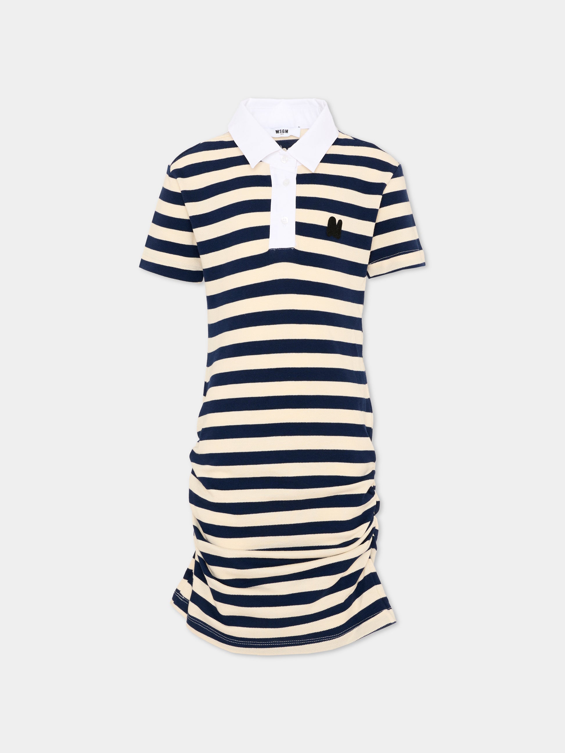 Vestito blu a righe per bambina,Msgm Kids,S6MSJGDR168 MS072