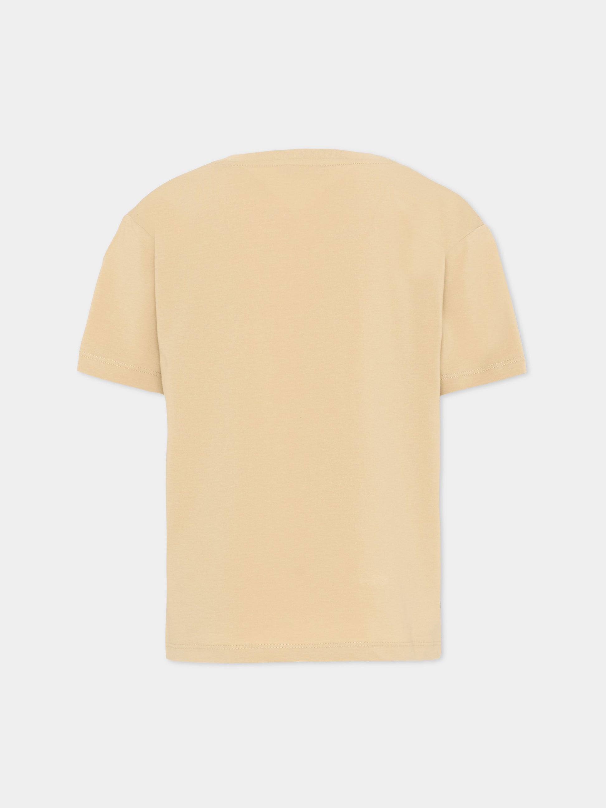 T-Shirt beige per bambini con logo,Msgm Kids,S6MSJUTH004 092