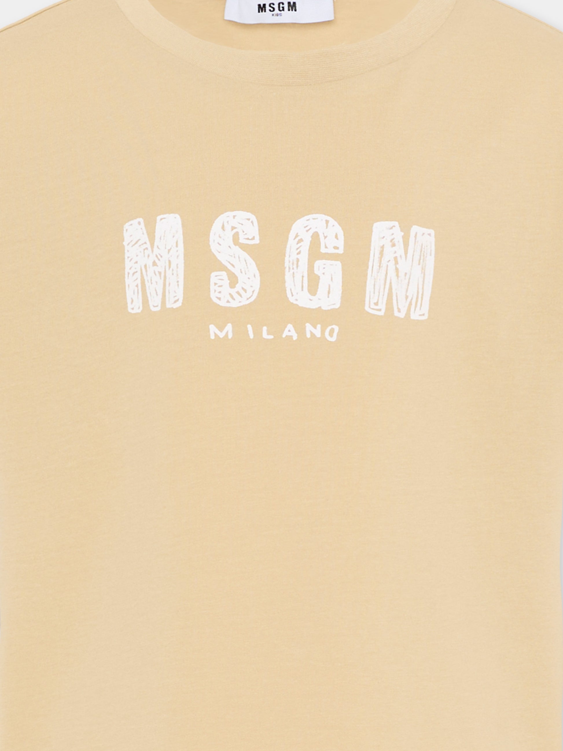 T-Shirt beige per bambini con logo,Msgm Kids,S6MSJUTH004 092