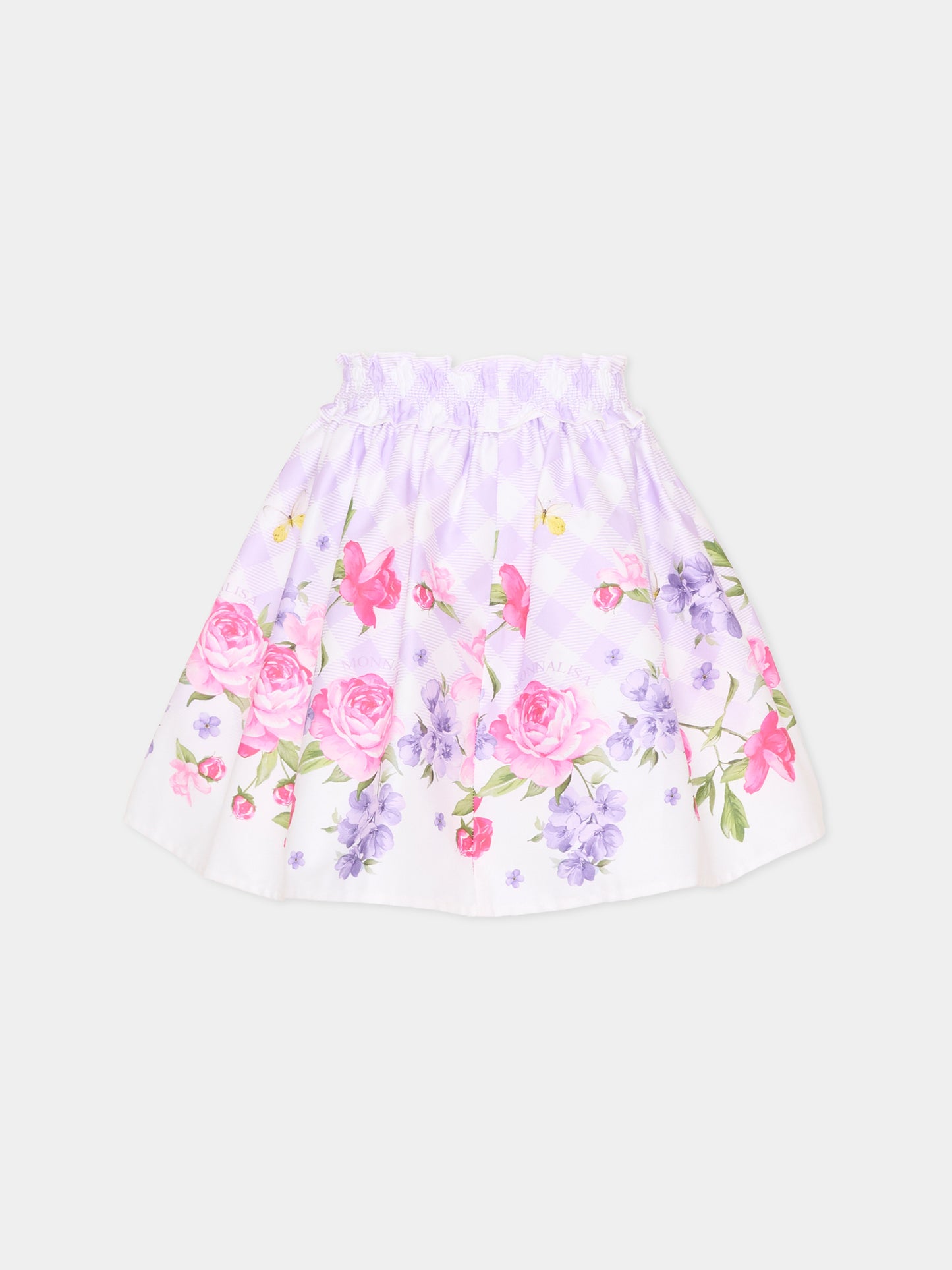 Gonna casual lilla floreale per bambina,Monnalisa,11G701 7623 0065