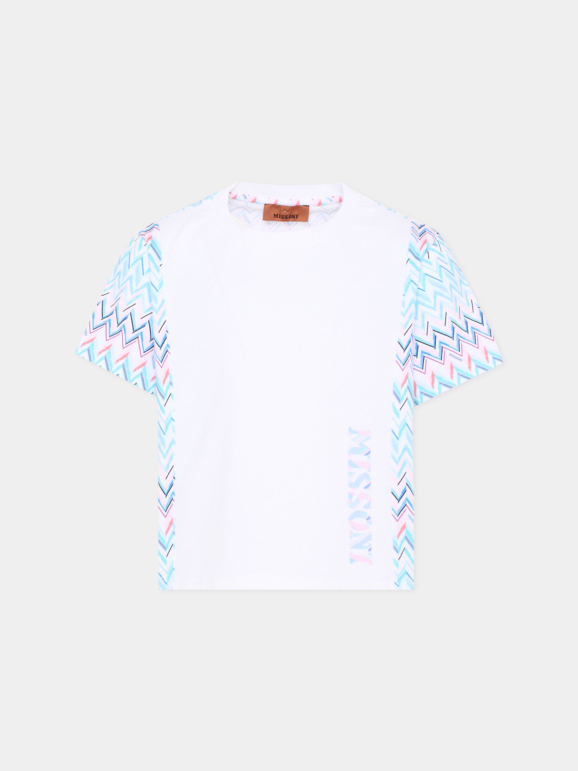 T-shirt bianca per bambina chevron,Missoni,MY8A11 Z3672 100MC