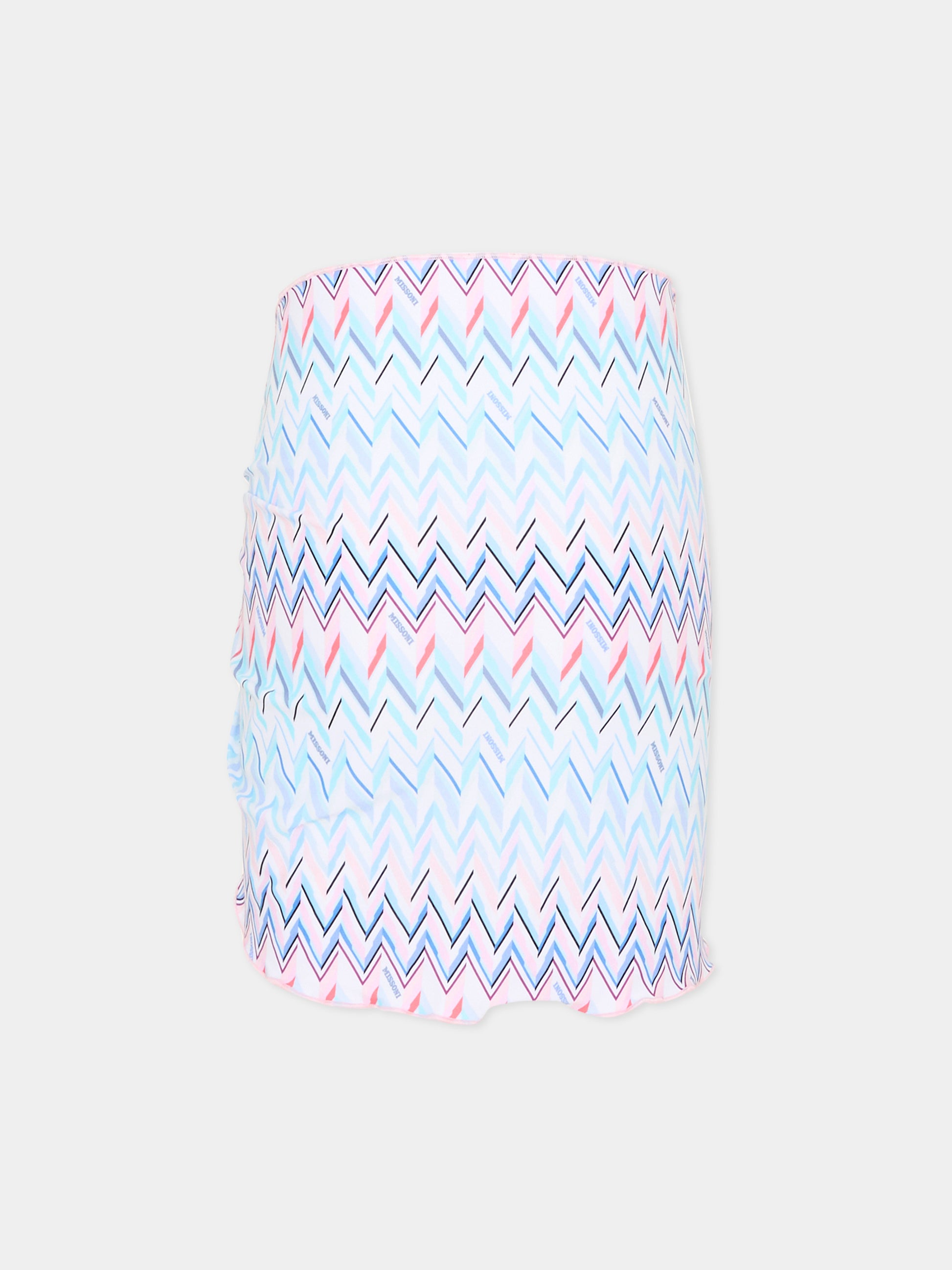Copricostume celeste chevron per bambina,Missoni,MYCB09 Z3724 600RS