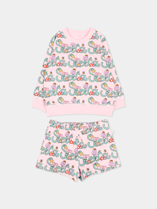 Completo sportivo rosa per neonata con stampa,Stella Mccartney Kids,TY3010 Z3581 51RMC