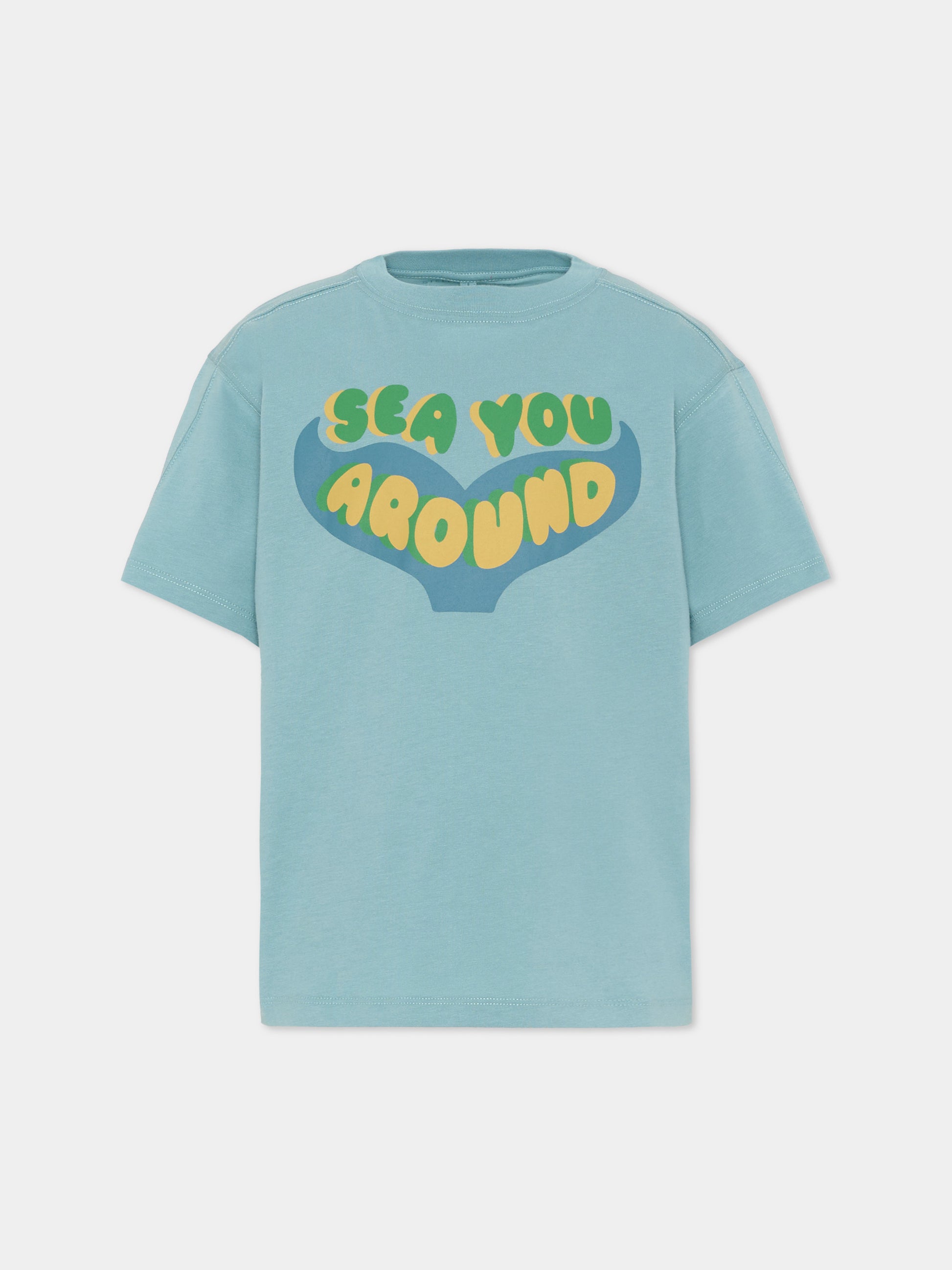 T-shirt celeste per bambino con stampa,Stella Mccartney Kids,TY8Q11 Z0434 642