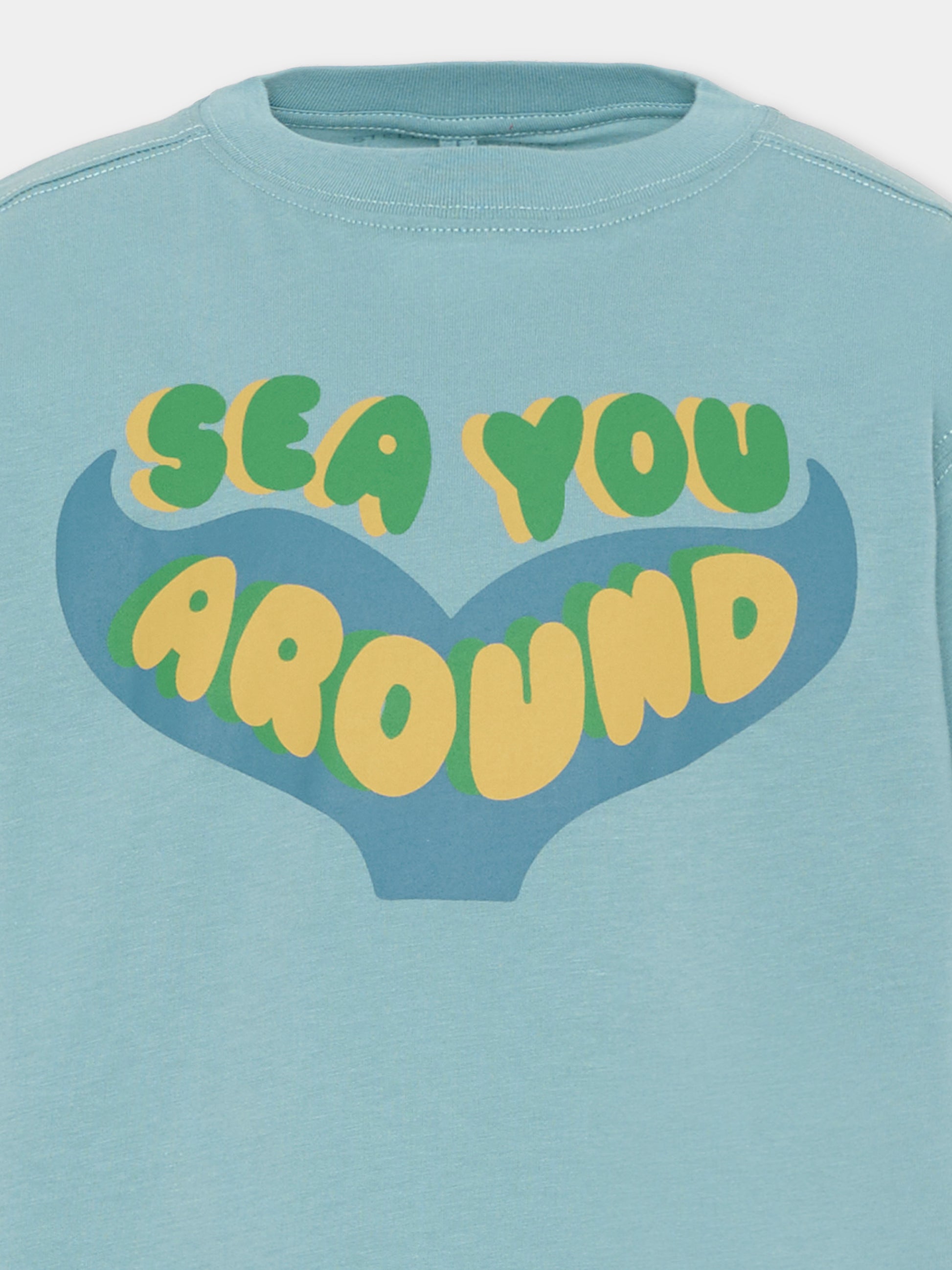 T-shirt celeste per bambino con stampa,Stella Mccartney Kids,TY8Q11 Z0434 642