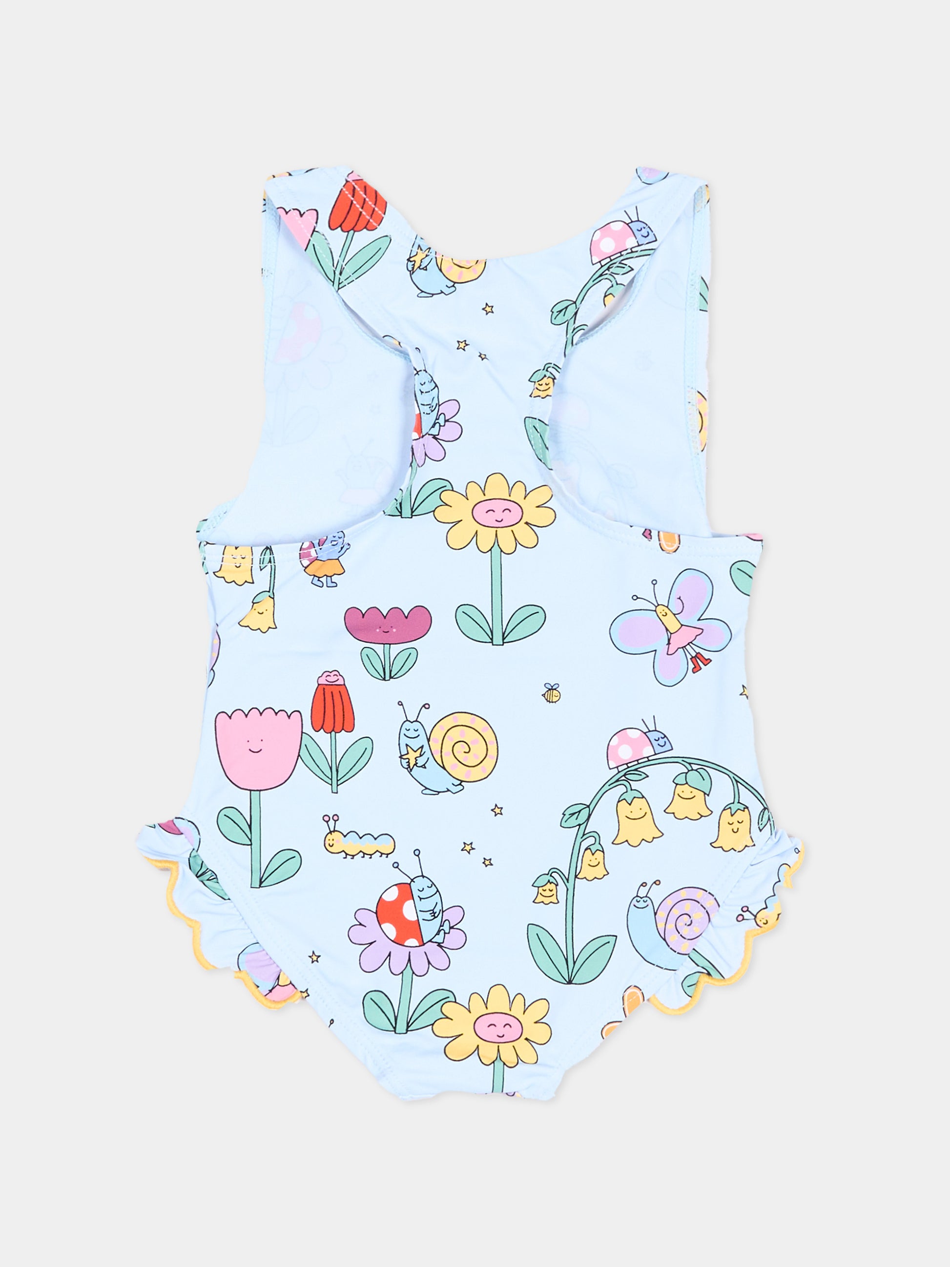 Costume intero celeste per neonata con fiori,Stella Mccartney Kids,TYC029 Z3588 60UMC