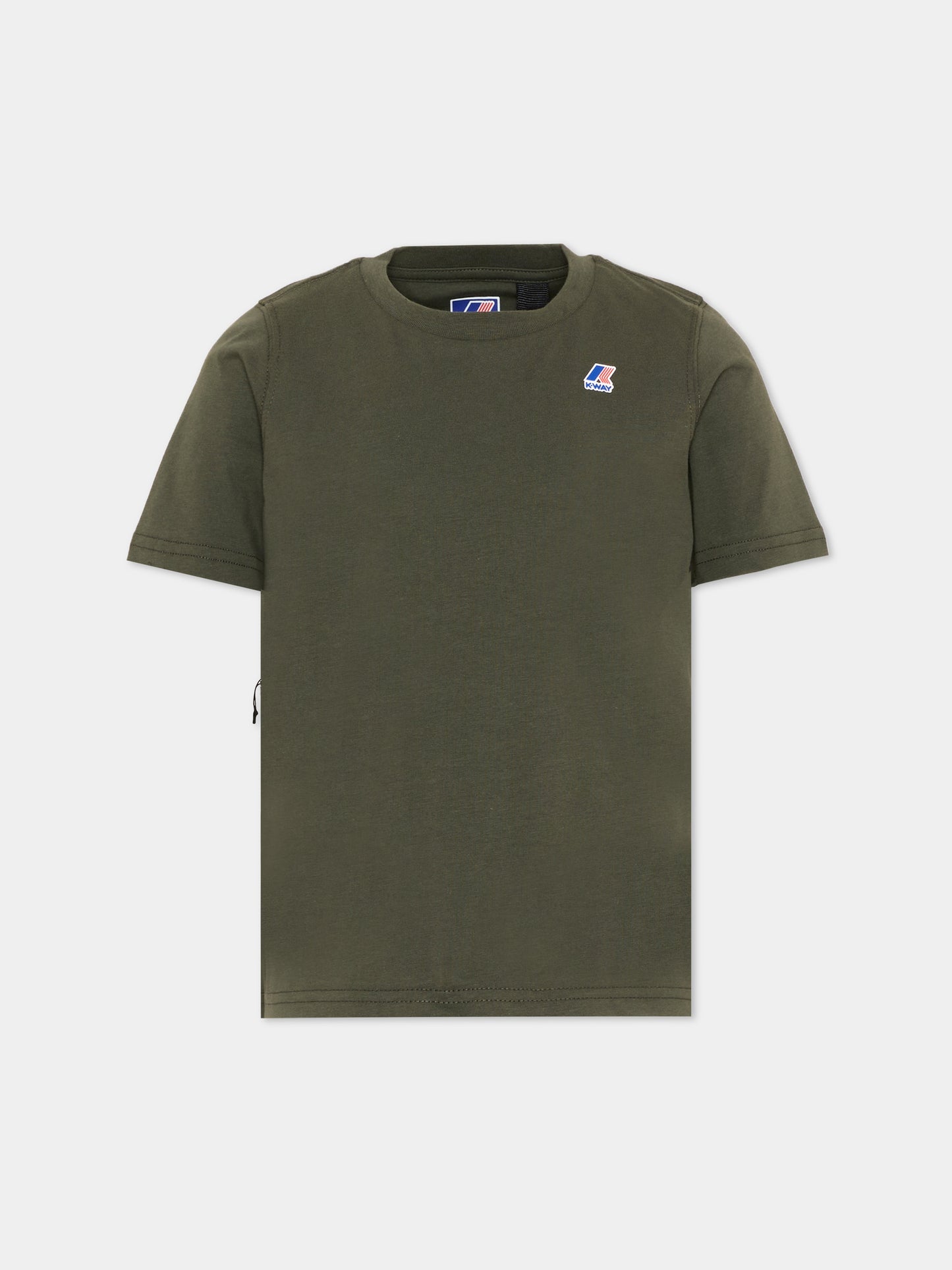 T-Shirt verde per bambini con logo,K-way,K7133YW WMR