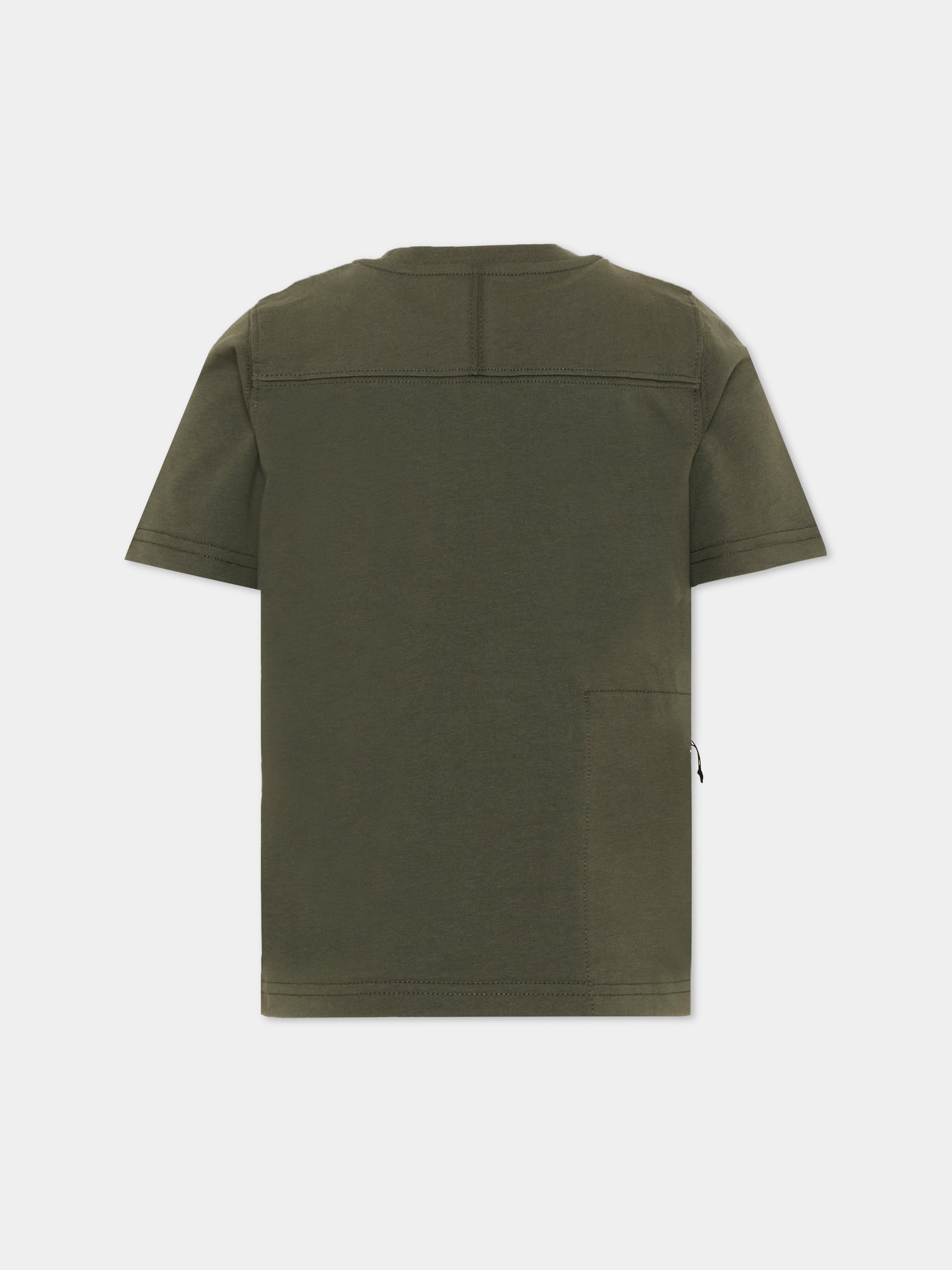 T-Shirt verde per bambini con logo,K-way,K7133YW WMR