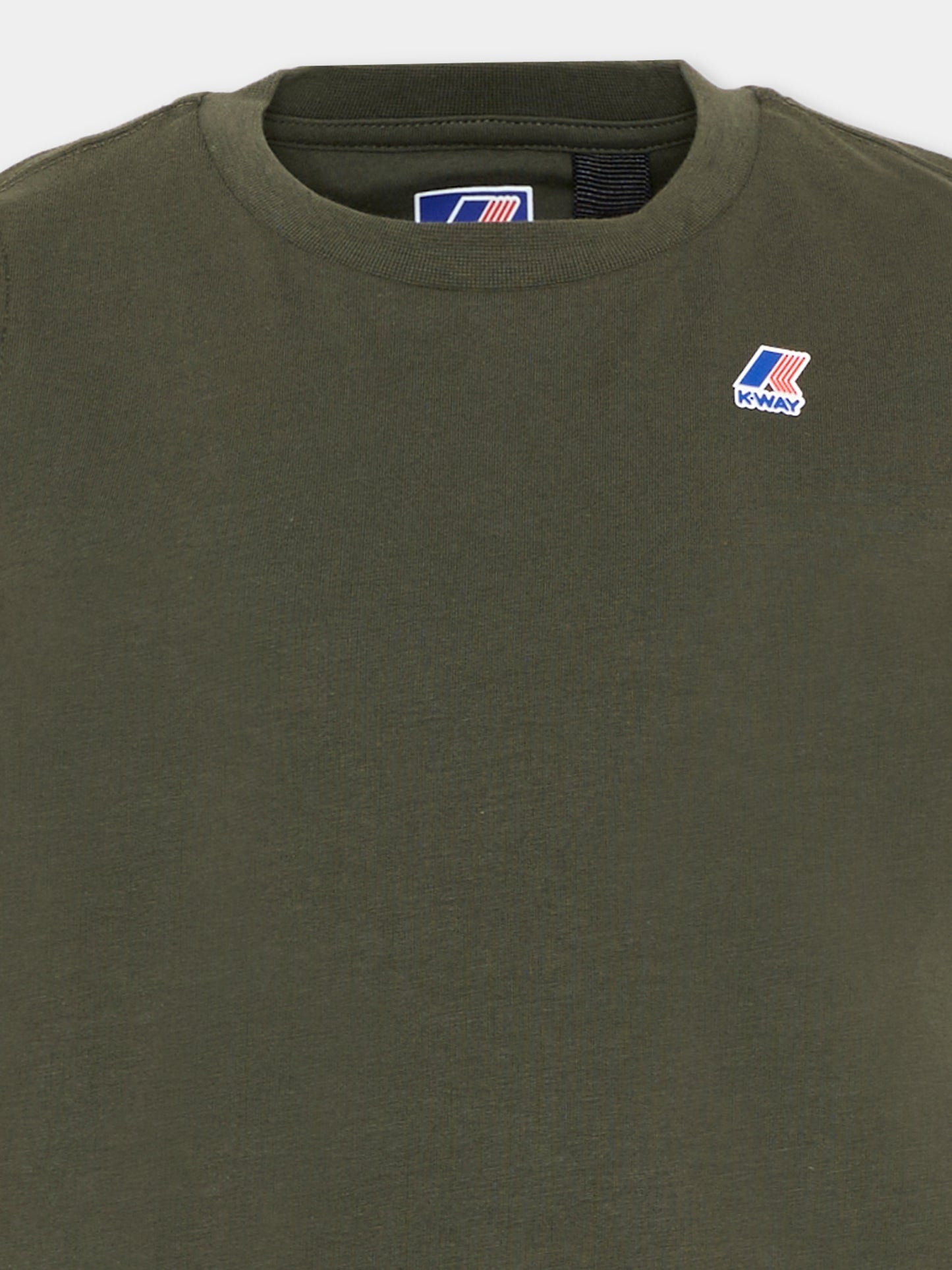 T-Shirt verde per bambini con logo,K-way,K7133YW WMR