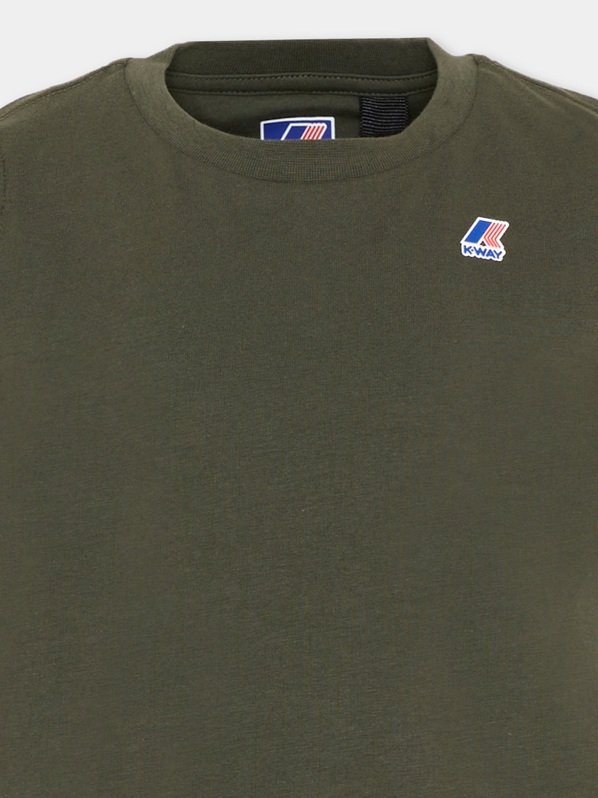 T-Shirt verde per bambini con logo,K-way,K7133YW WMR
