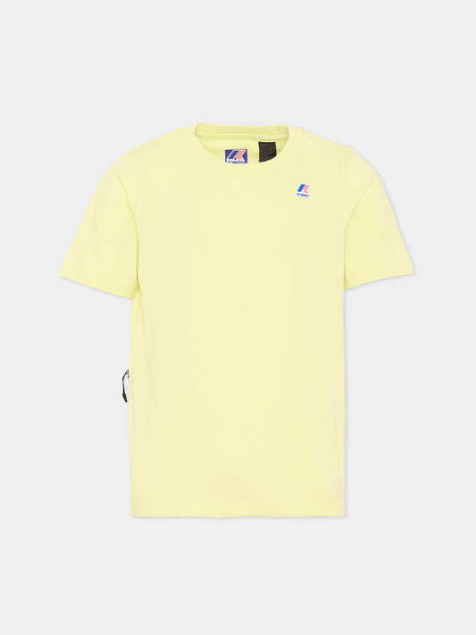 T-Shirt gialla per bambini con logo,K-way,K7133YW W0Z
