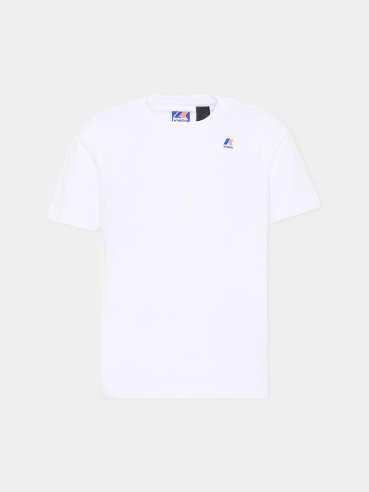 T-shirt bianca per bambini con logo,K-way,K7133YW 001