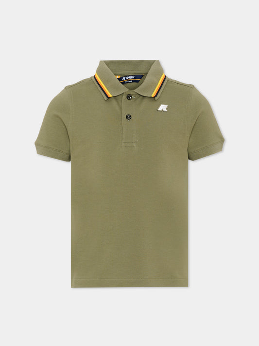 Polo verde per bambino con logo,K-way,K6126MW V15