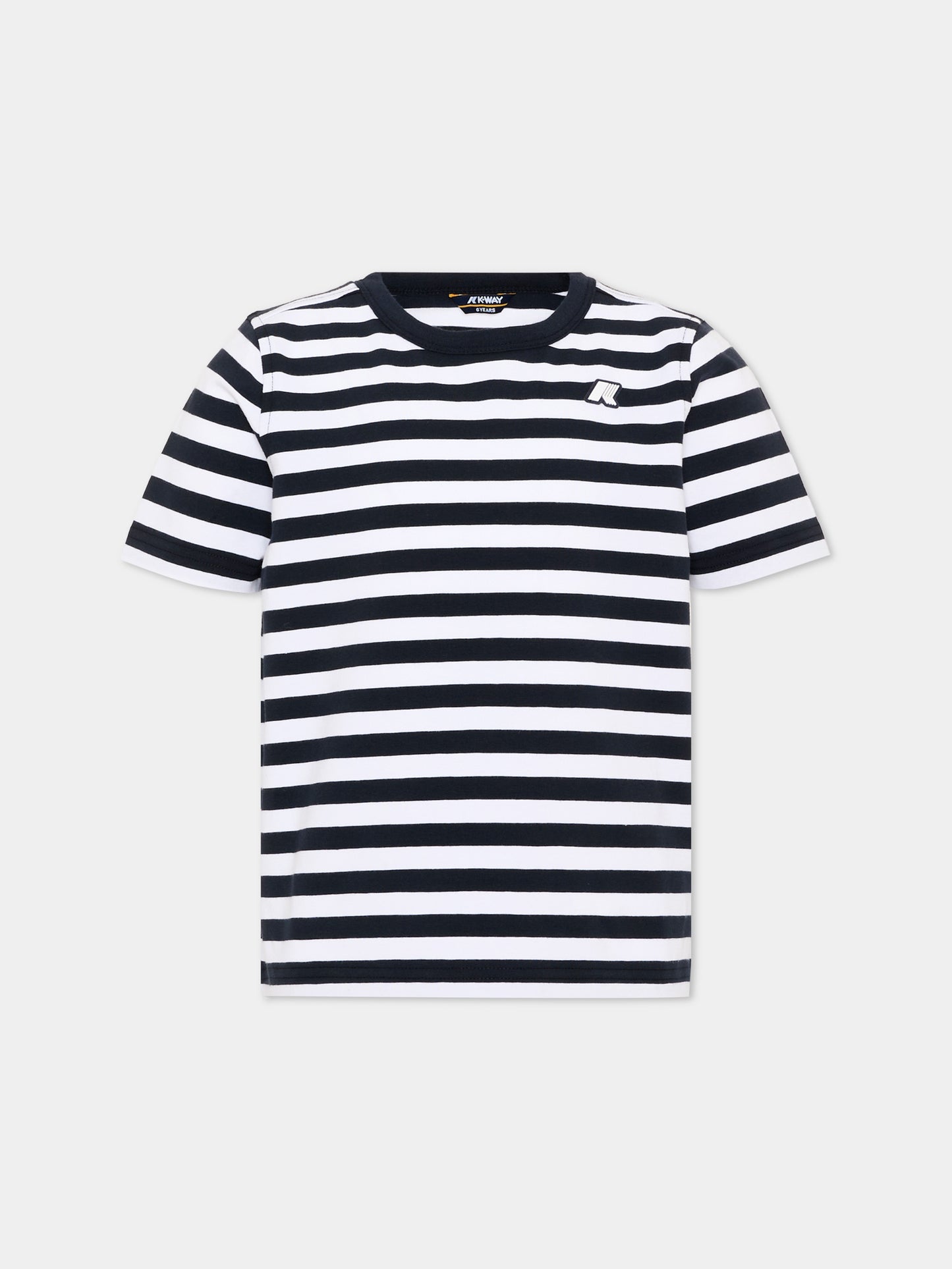 T-shirt blu a righe per bambino,K-way,K4132BW ALC