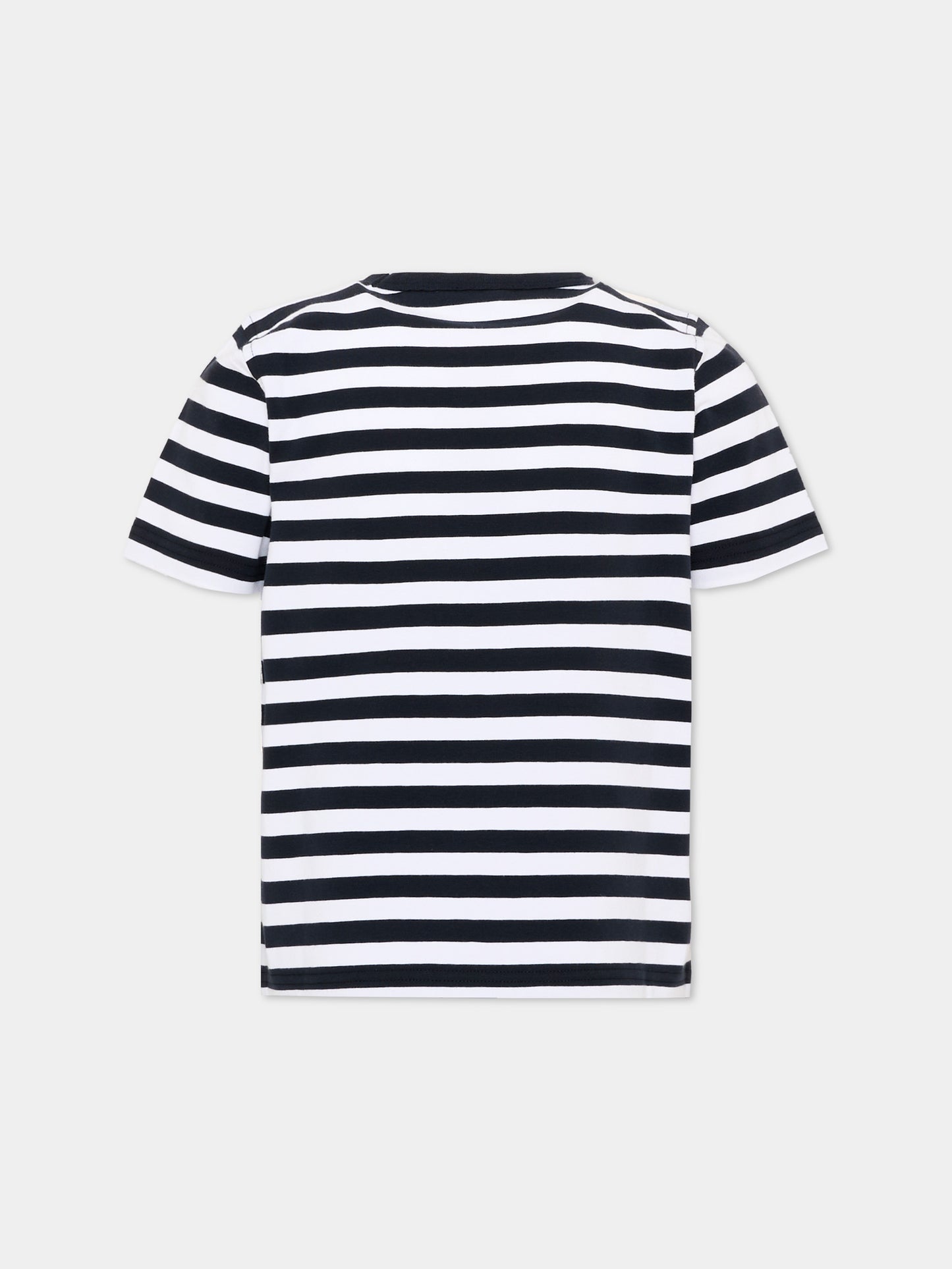 T-shirt blu a righe per bambino,K-way,K4132BW ALC