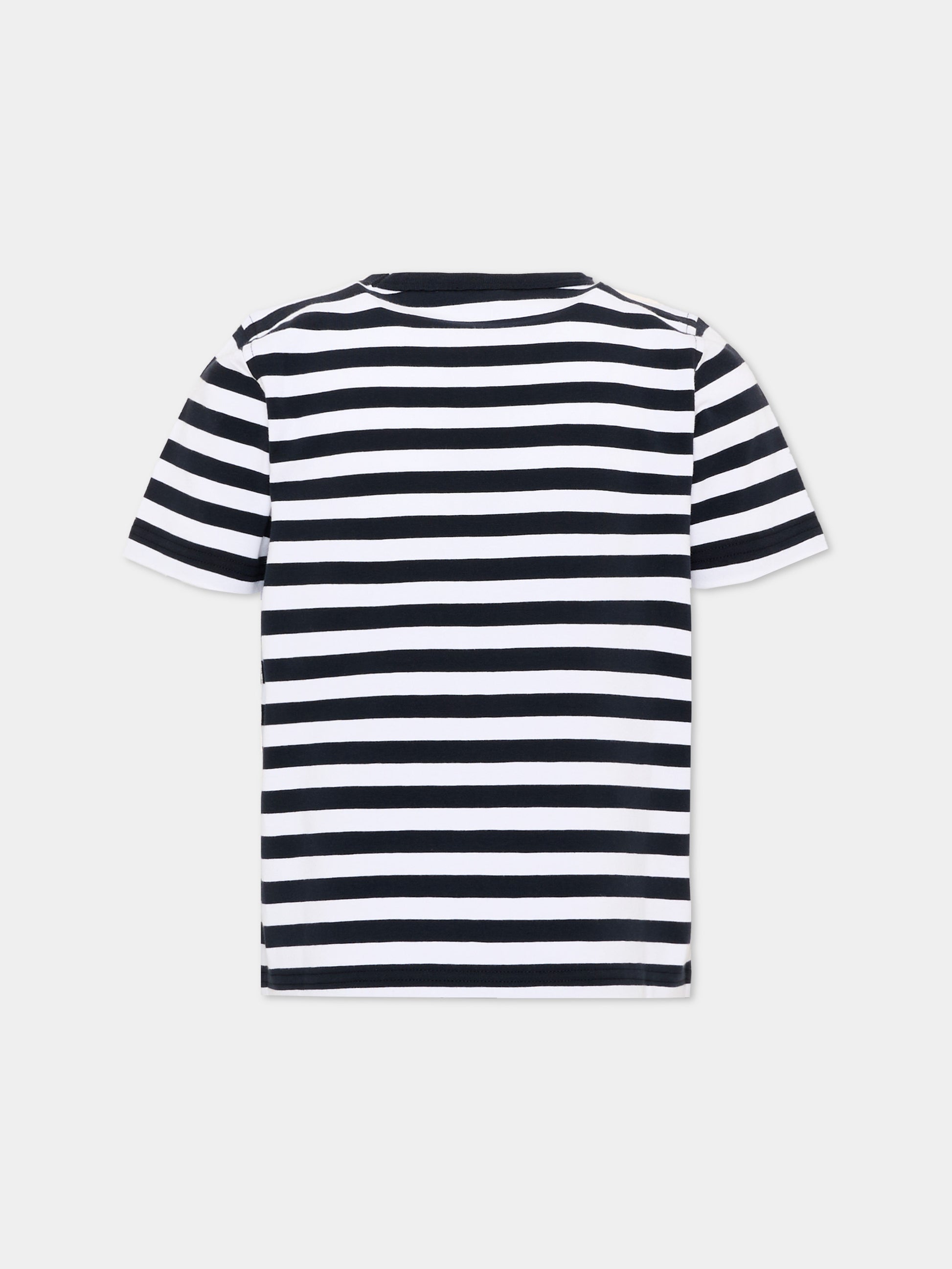 T-shirt blu a righe per bambino,K-way,K4132BW ALC