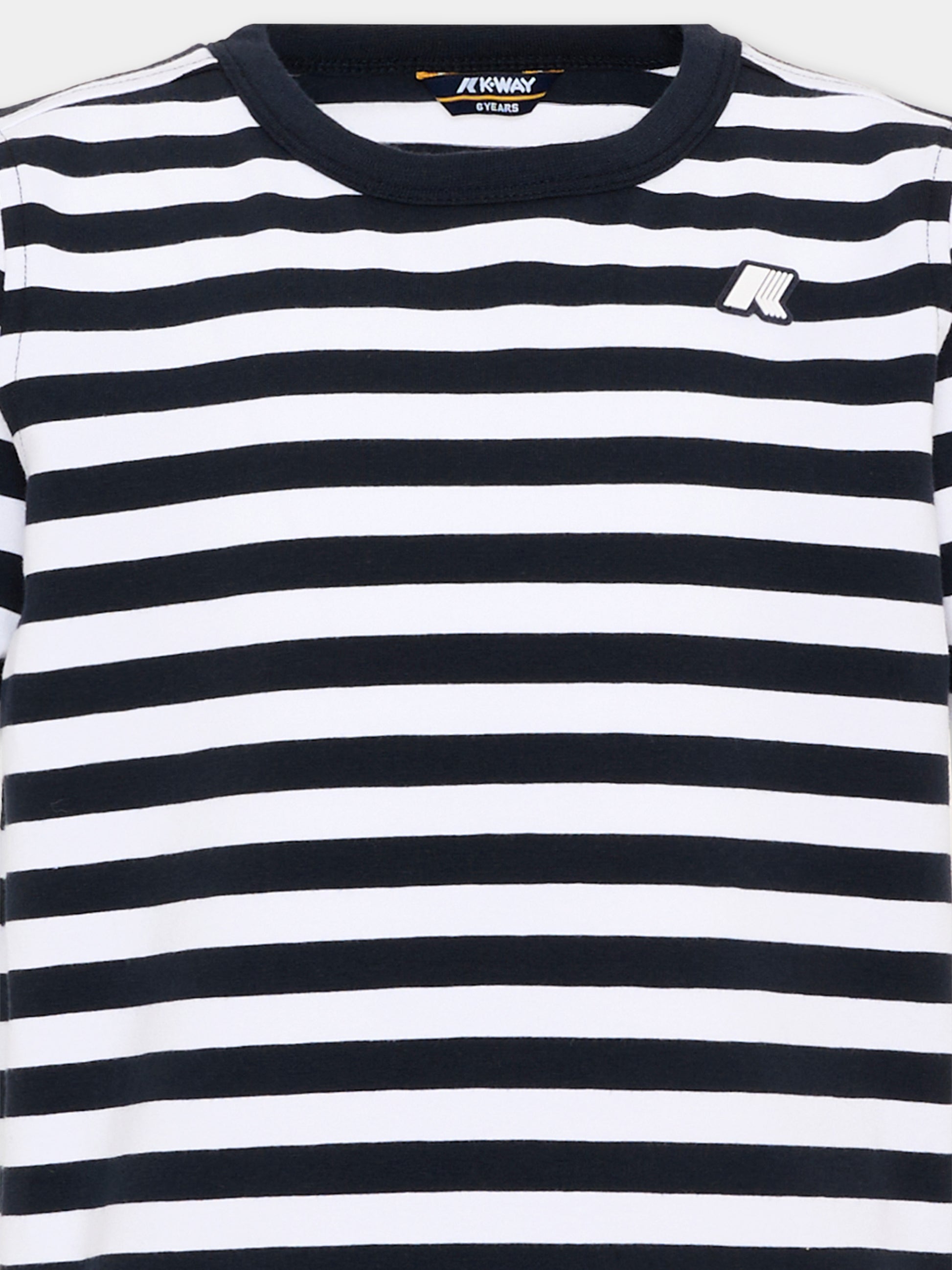 T-shirt blu a righe per bambino,K-way,K4132BW ALC