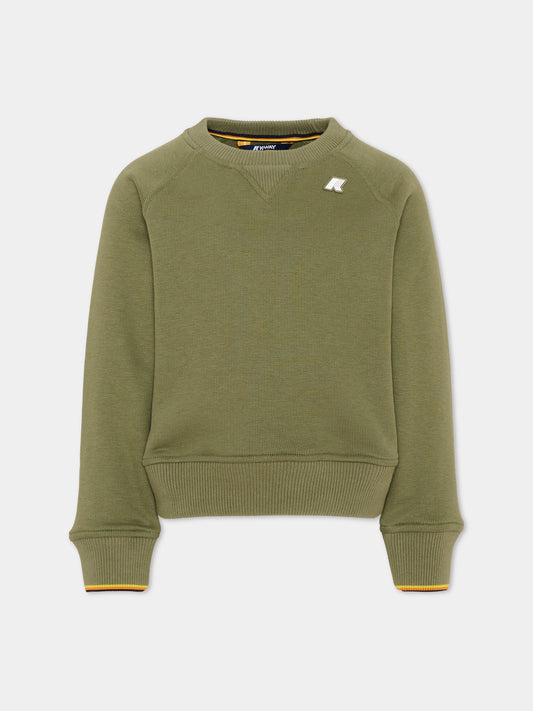 Felpa verde per bambino con logo,K-way,K2148LW V15