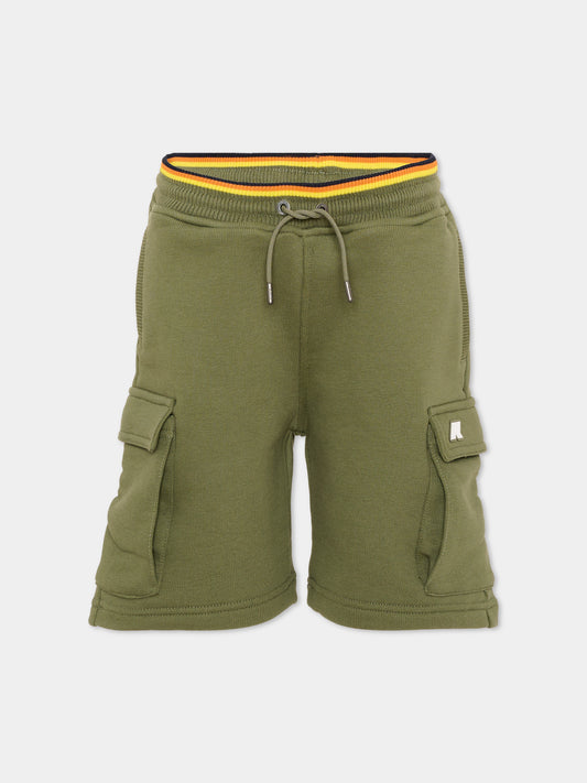 Shorts verde per bambino con tasche cargo,K-way,K7133SW V15