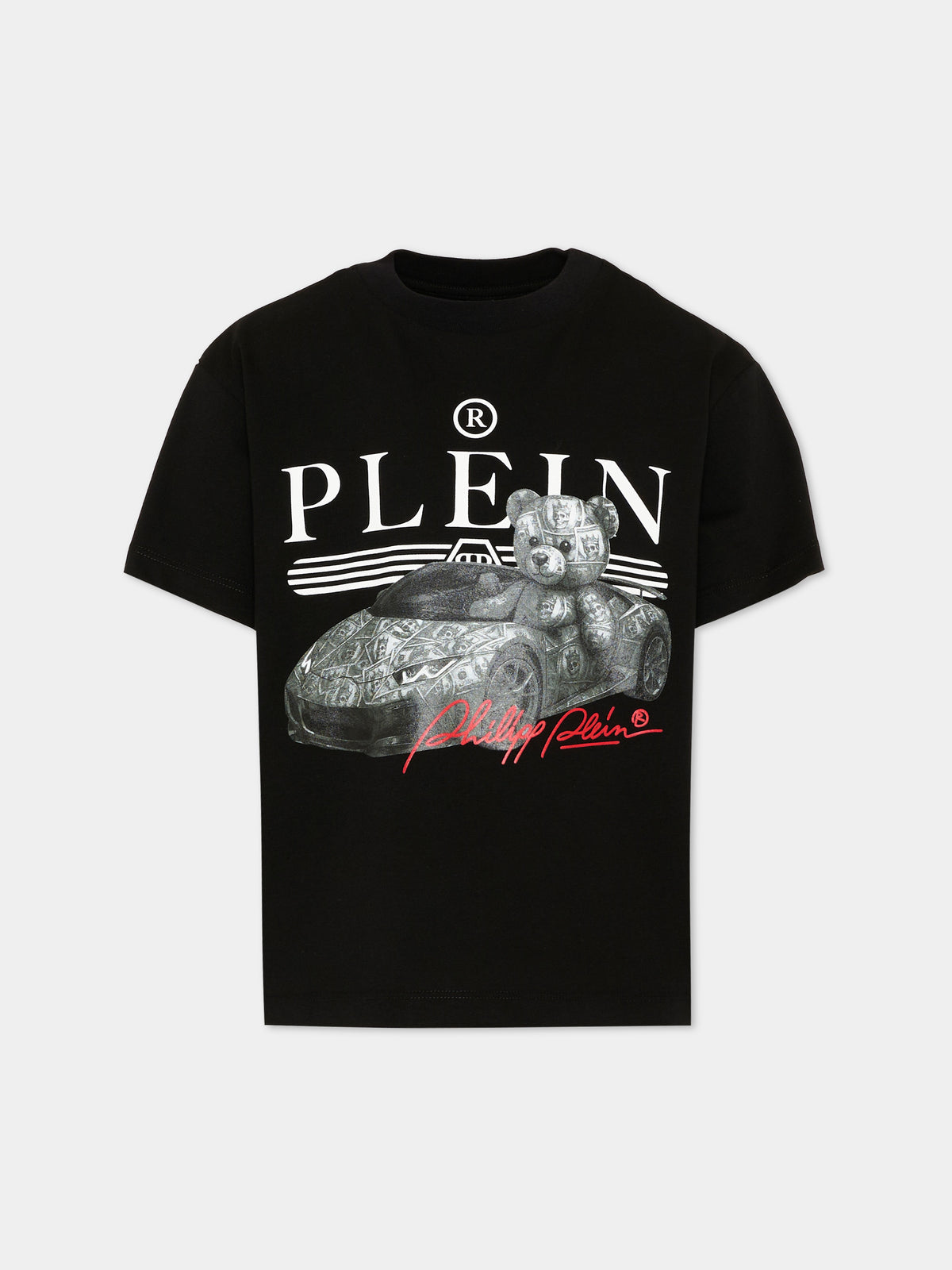 T-Shirt nera per bambino con logo,Philipp Plein Junior,F6PHJBTH149 110