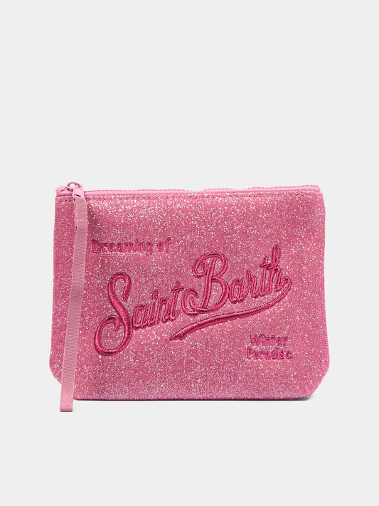 Pochette Aline fucsia con logo per bambina glitterata,Mc2 Saint Barth,ALI0026 00192M