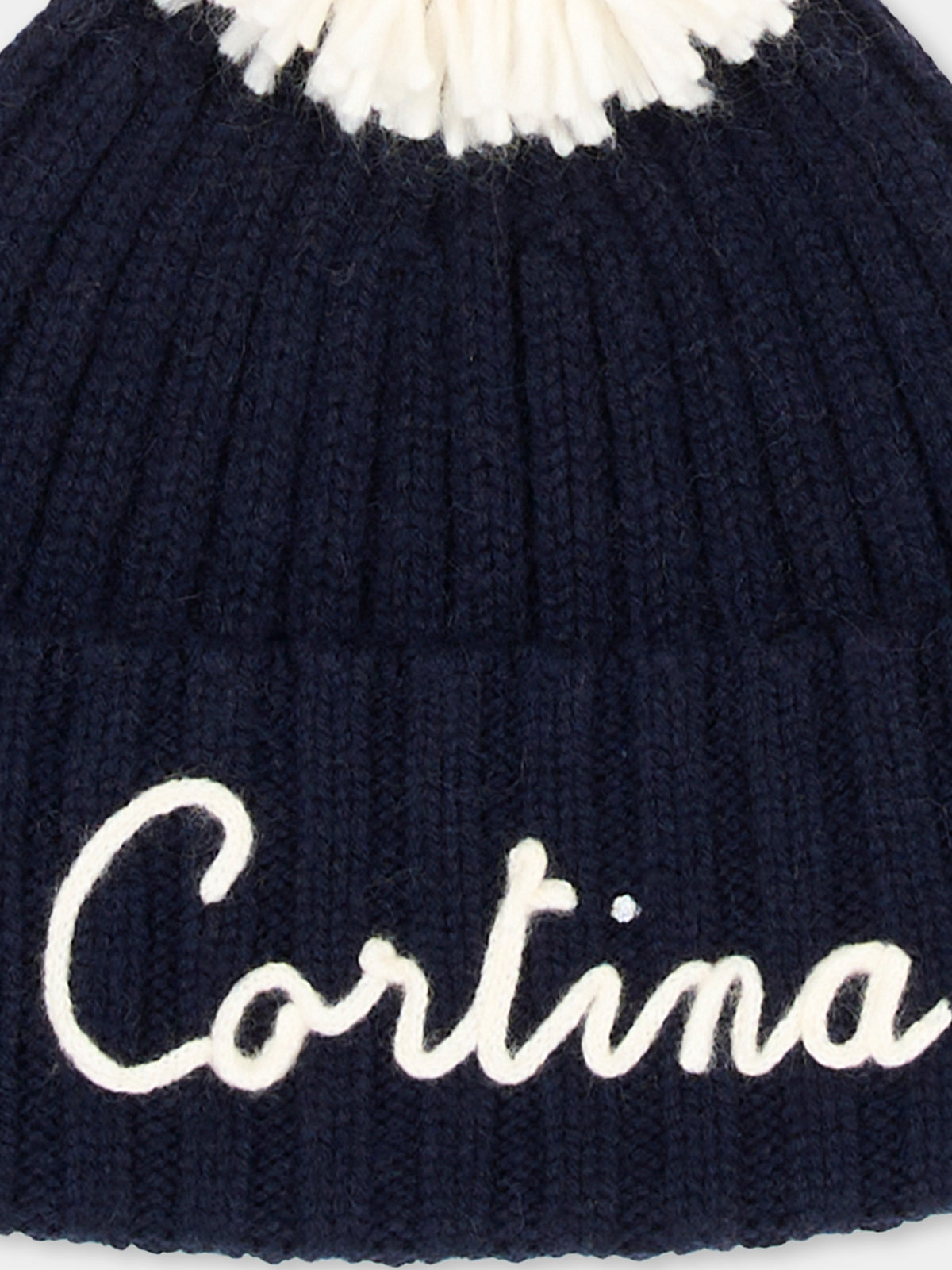 Berretto blu con pompon per bambini,Mc2 Saint Barth,WENG004 01451M