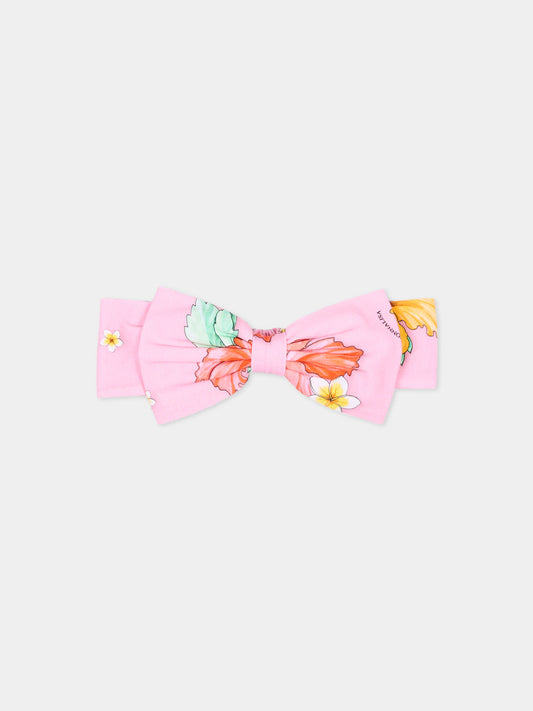 Fascia rosa per bambina floreale,Monnalisa,19H033 8654 0093