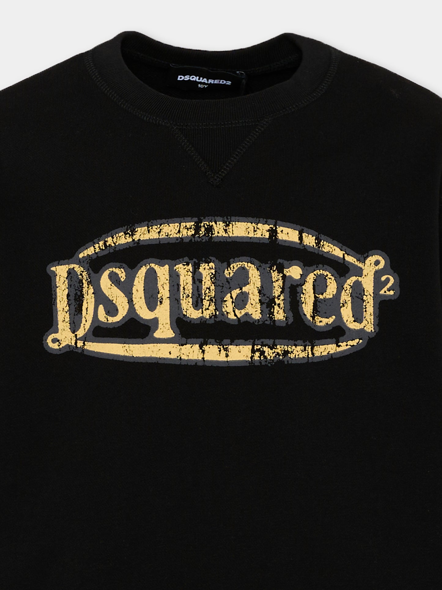 Felpa nera per bambini con logo,Dsquared2,DQ2740 D0A9U DQ900