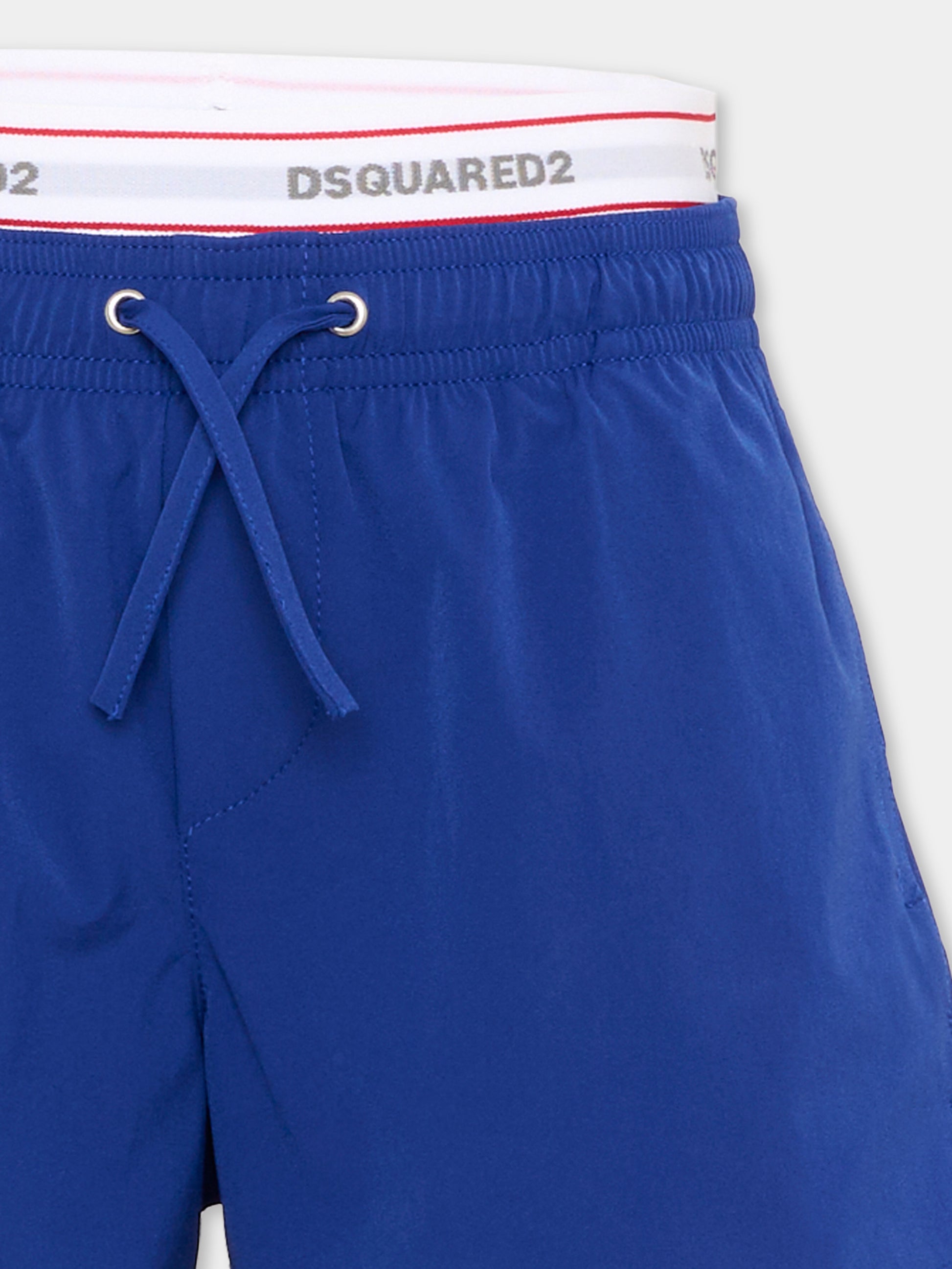 Boxer mare blu per bambino con logo,Dsquared2,DQ2893 D0ACQ DQ870