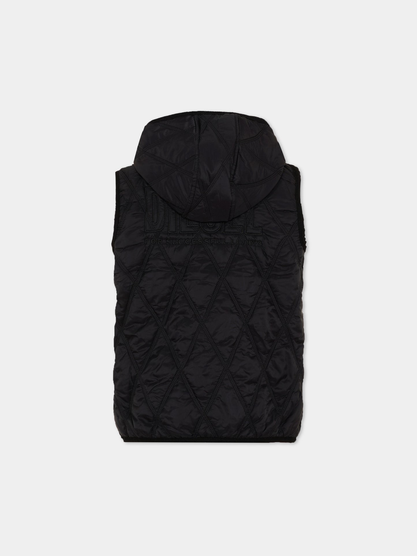 Gilet nero per bambini con logo,Diesel,J02211 KXBM0 K900