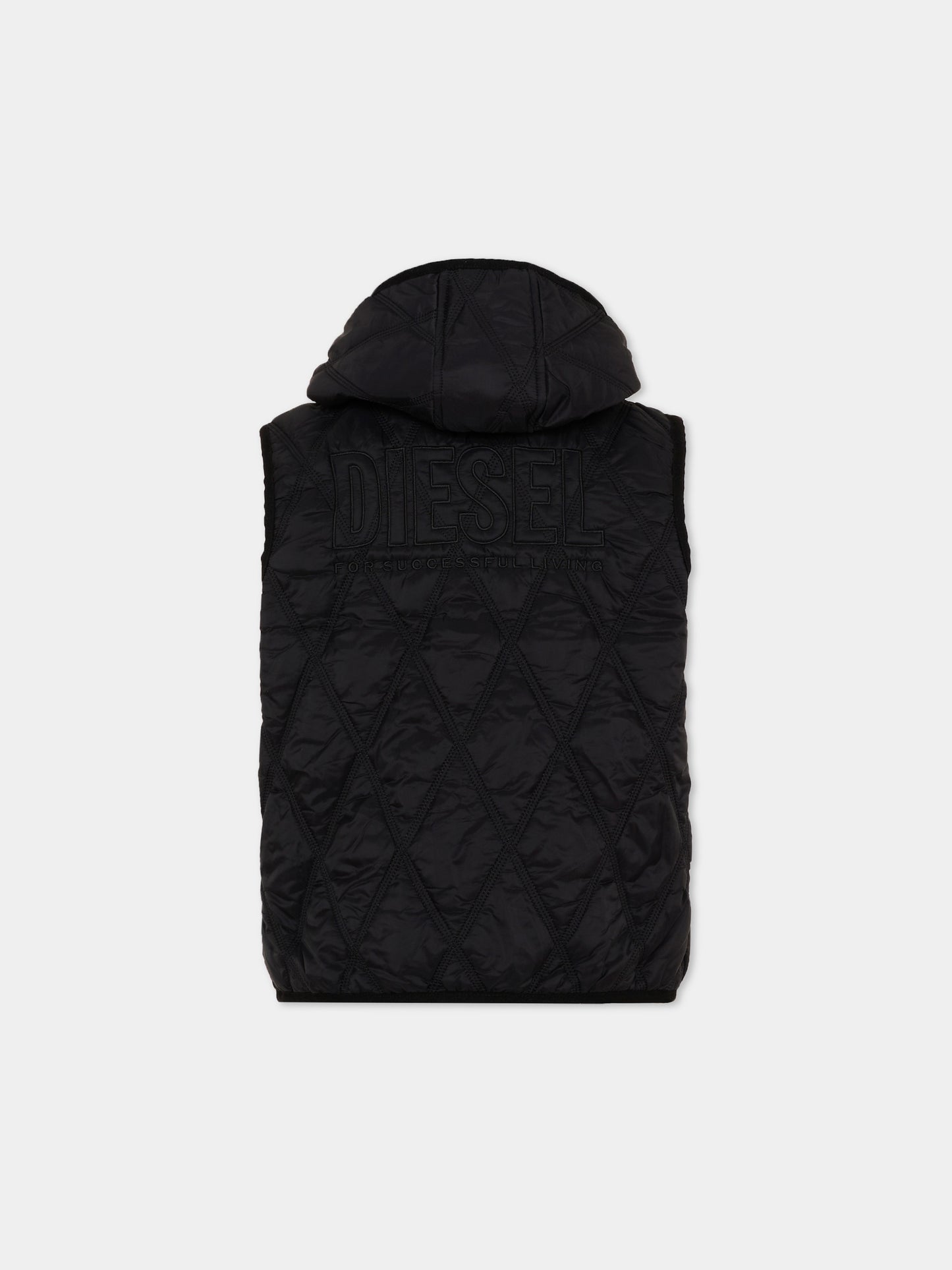 Gilet nero per bambini con logo,Diesel,J02211 KXBM0 K900