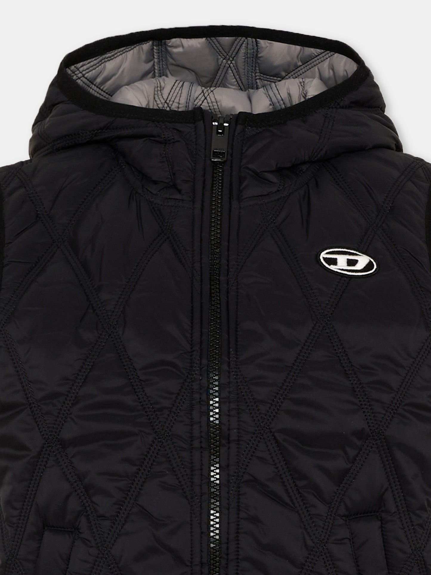 Gilet nero per bambini con logo,Diesel,J02211 KXBM0 K900