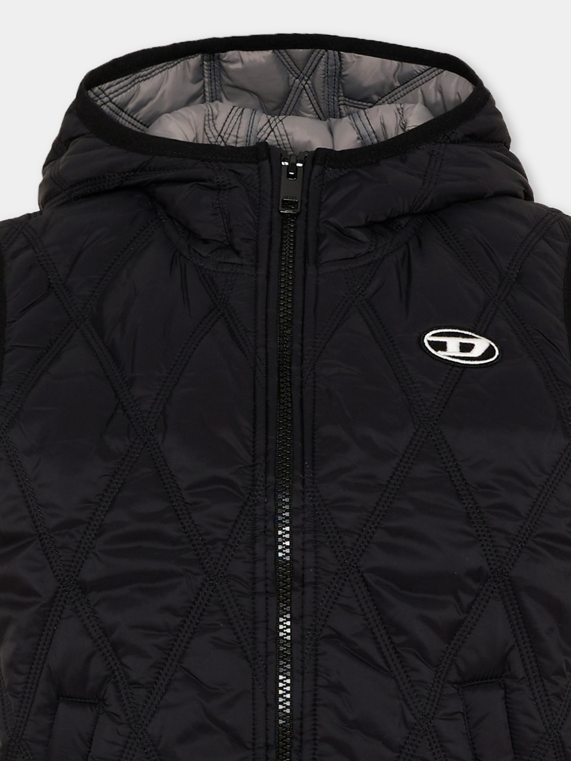Gilet nero per bambini con logo,Diesel,J02211 KXBM0 K900