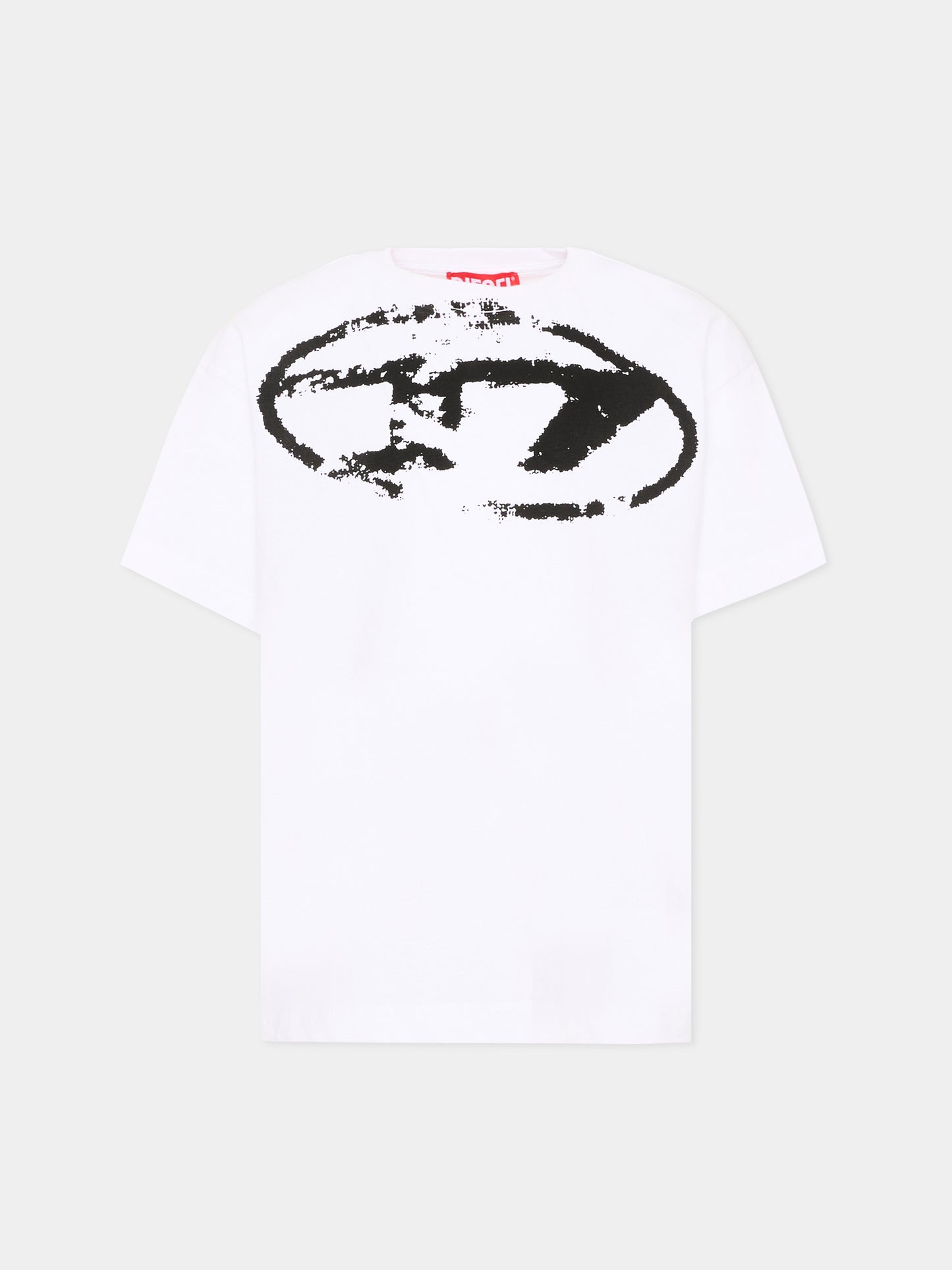 T-Shirt bianca per bambino con logo,Diesel,J02240 KYAUN K100