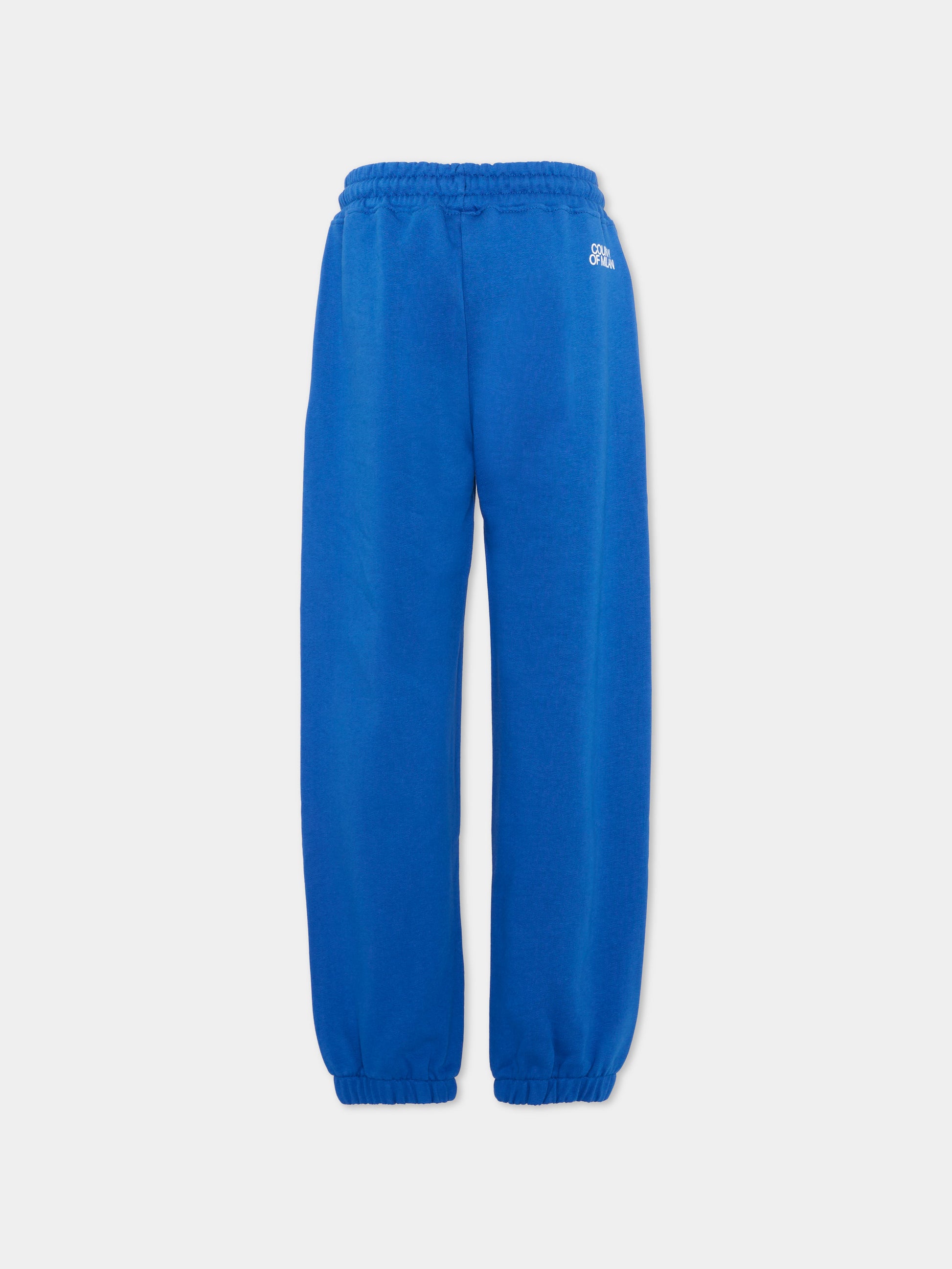 Pantalone sportivo blu per bambino con logo,County Of Milan Kids,F5CMJBFP005 130