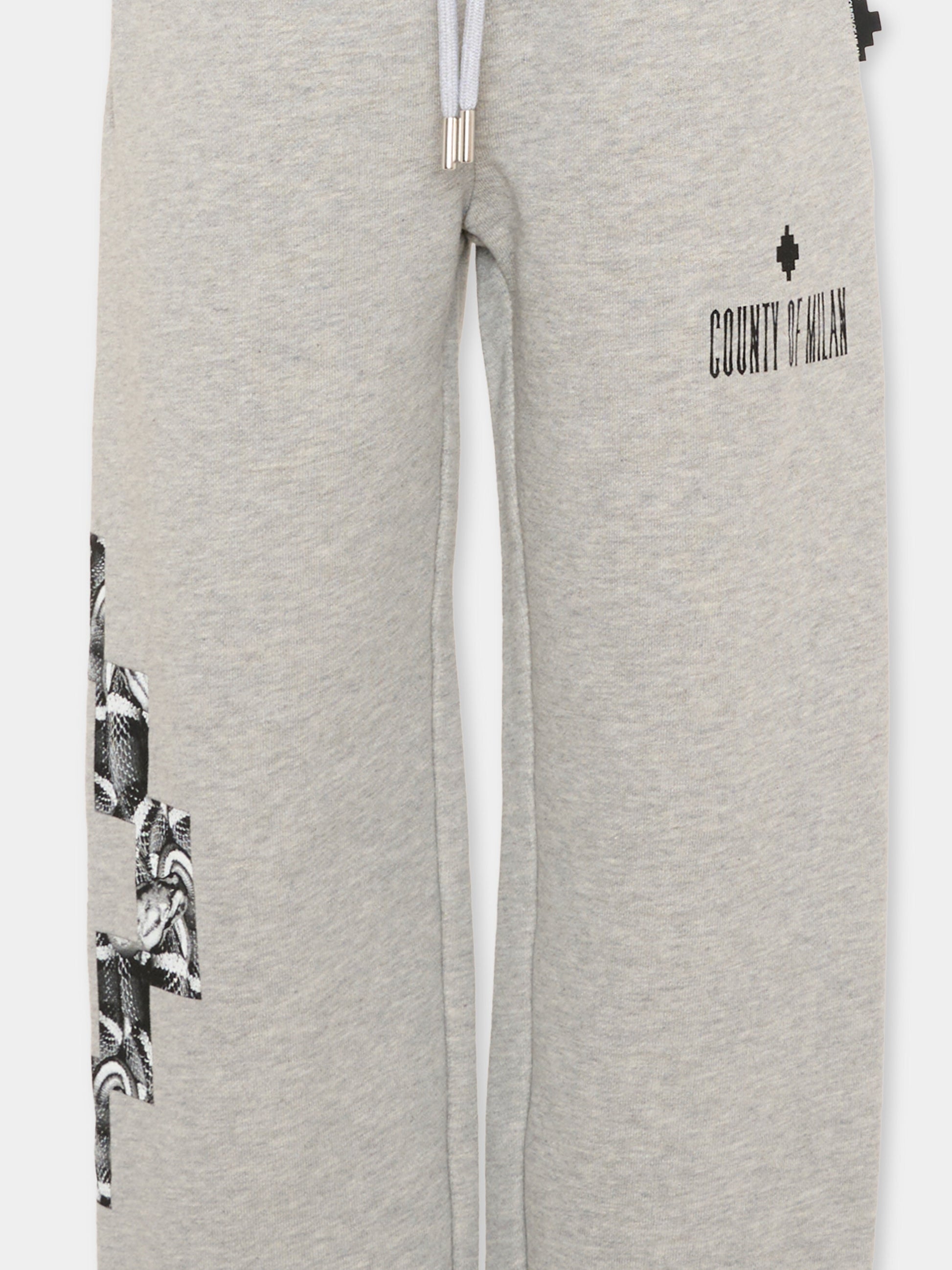 Pantalone sportivo grigio per bambino con logo,County Of Milan Kids,F5CMJBFP045 101