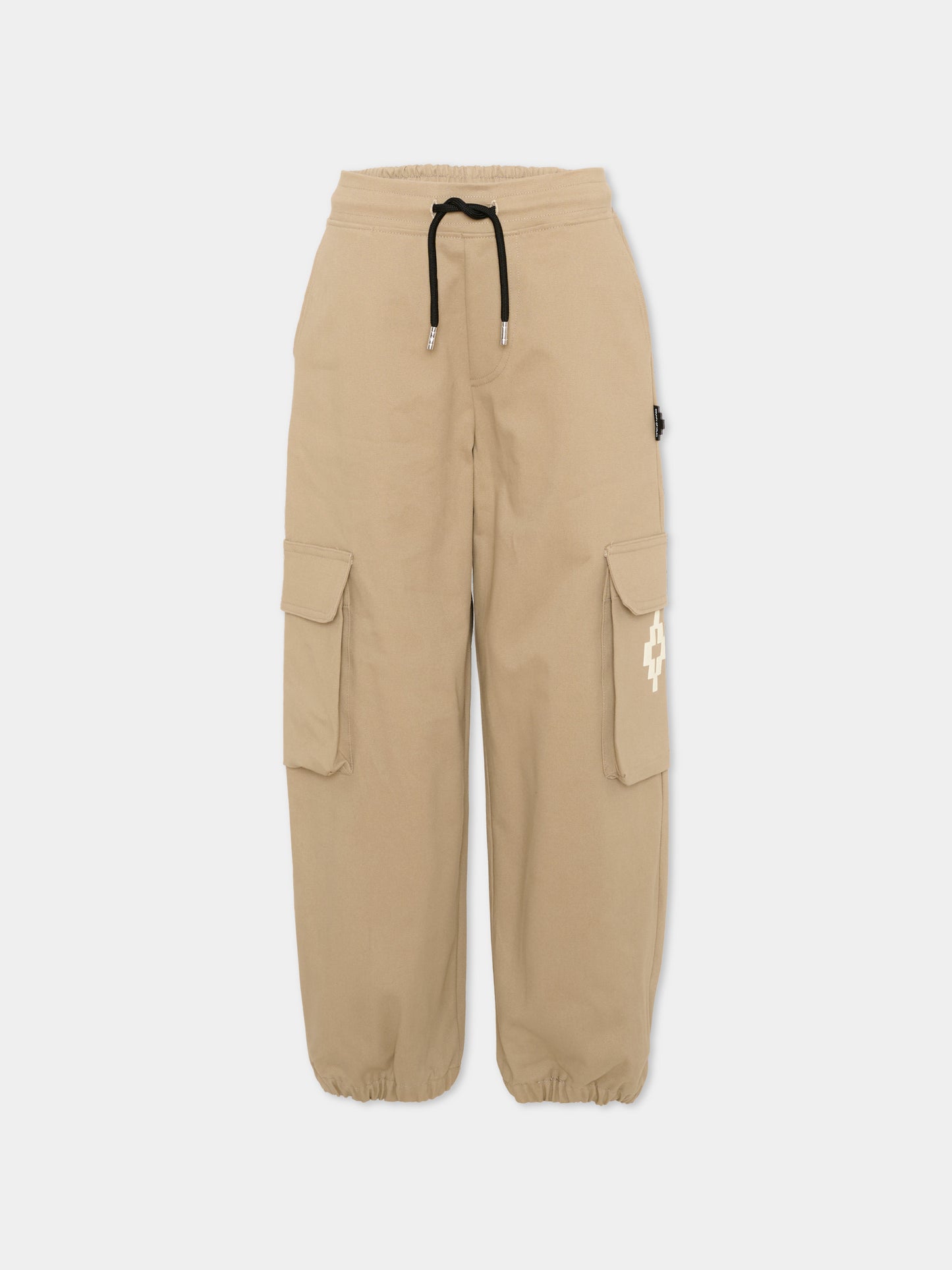 Pantaloni cargo beige per bambino con logo,County Of Milan Kids,F5CMJBPA050 178