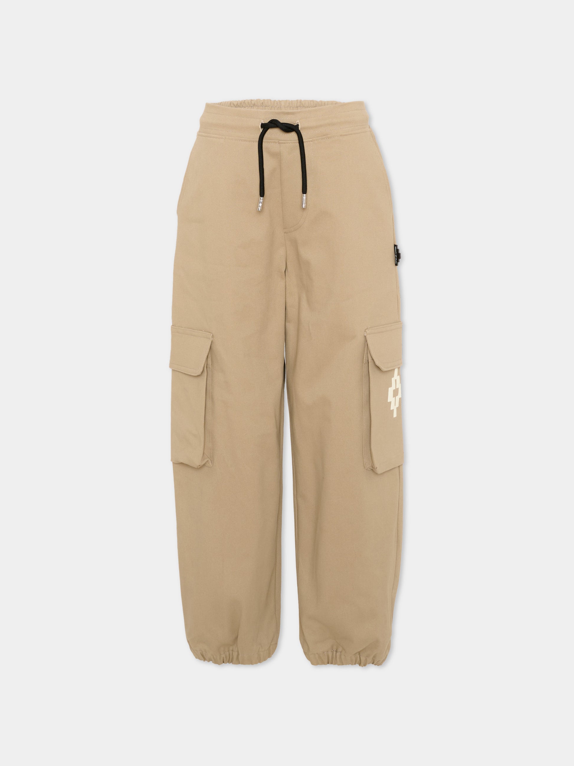 Pantaloni cargo beige per bambino con logo,County Of Milan Kids,F5CMJBPA050 178