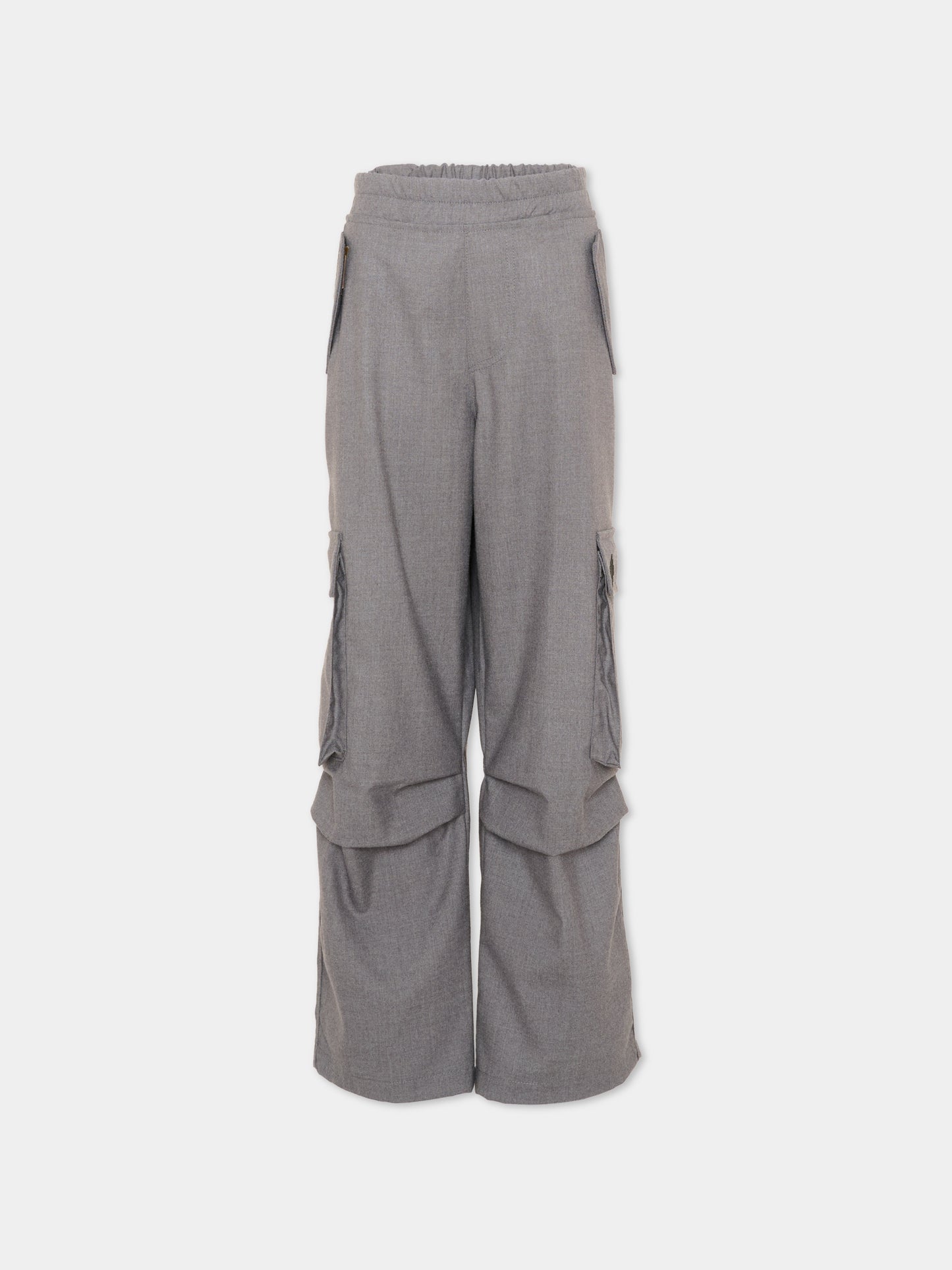 Pantaloni cargo grigi per bambino con logo,County Of Milan Kids,F5CMJBPA052 100