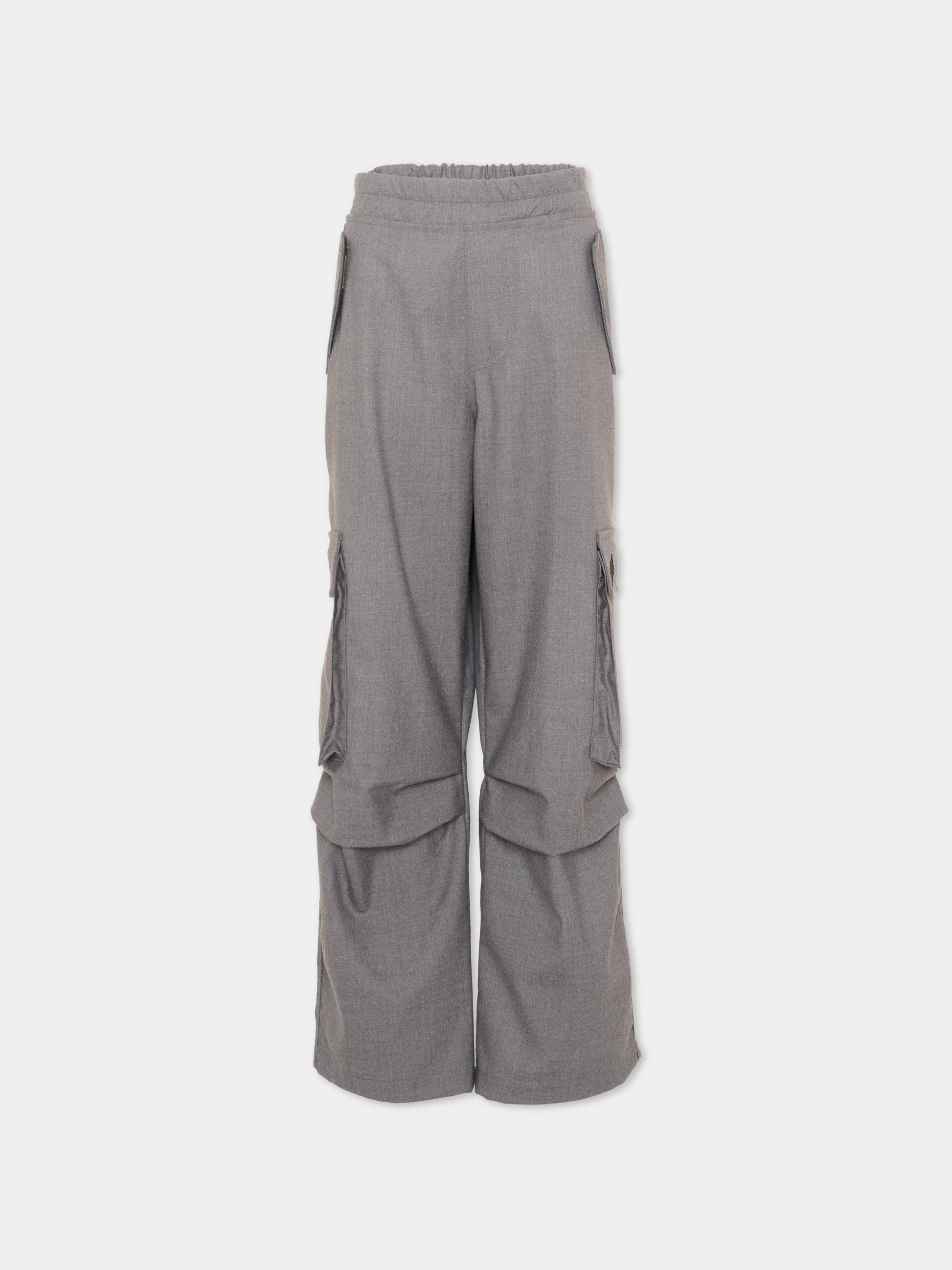 Pantaloni cargo grigi per bambino con logo,County Of Milan Kids,F5CMJBPA052 100